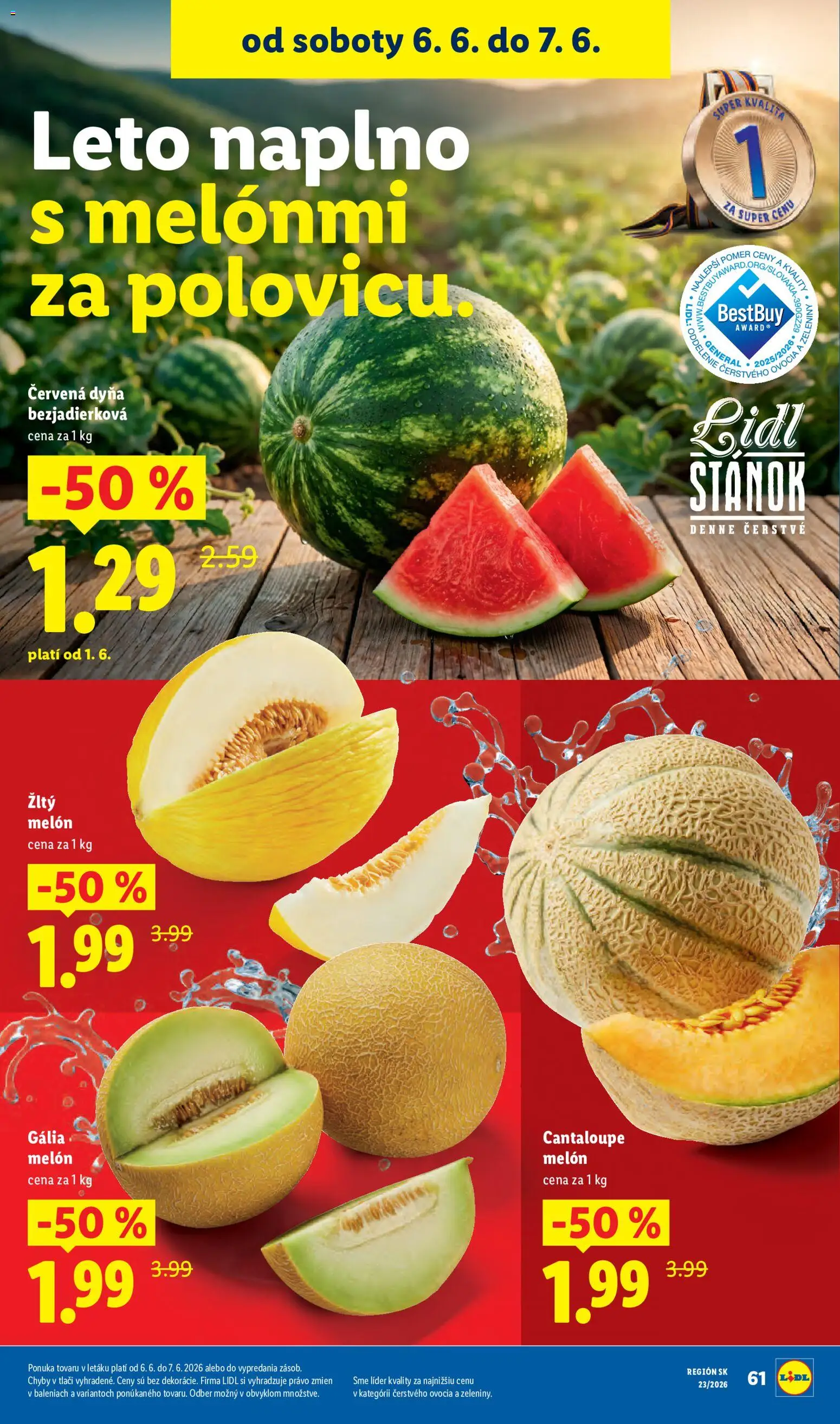 Nové Lidl akcie – leták je platný od 01.06.2026 | Strana: 91 | Produkty: Melón