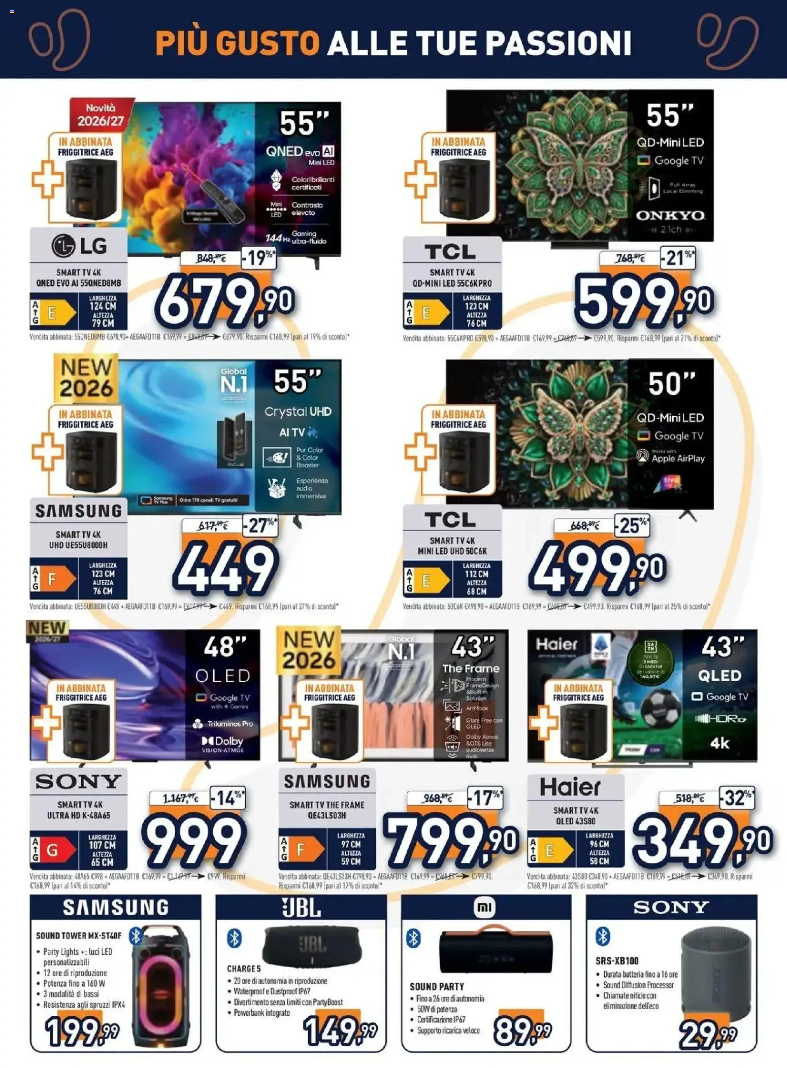 Volantino Unieuro del 12/10/2026 | Pagina: 4 | Prodotti: smart TV, TV, Batteria, Samsung