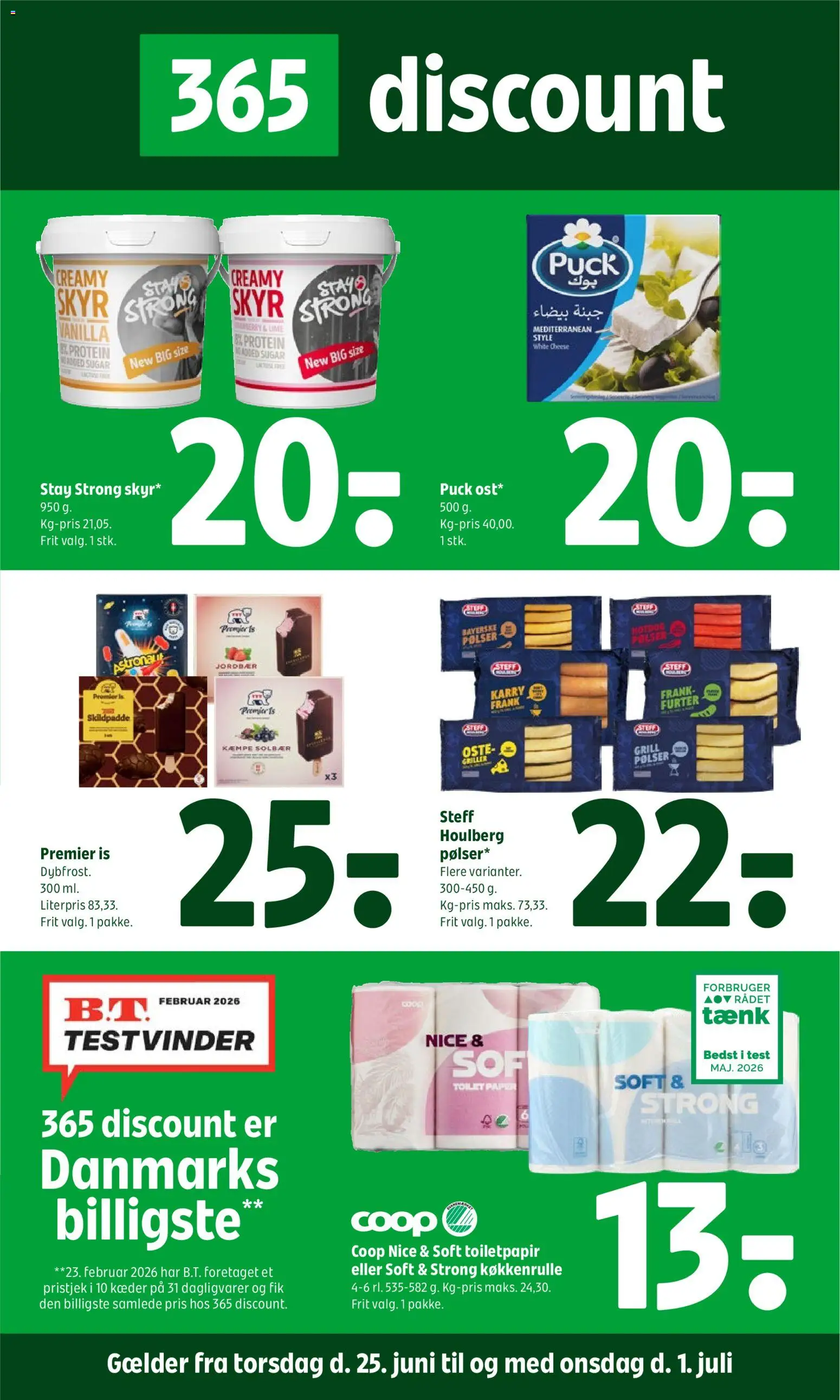 Coop 365 tilbudsavis – gyldig fra 25/06/2026 | Side: 1 | Produkter: Toilet, Is, Solbær, Grill