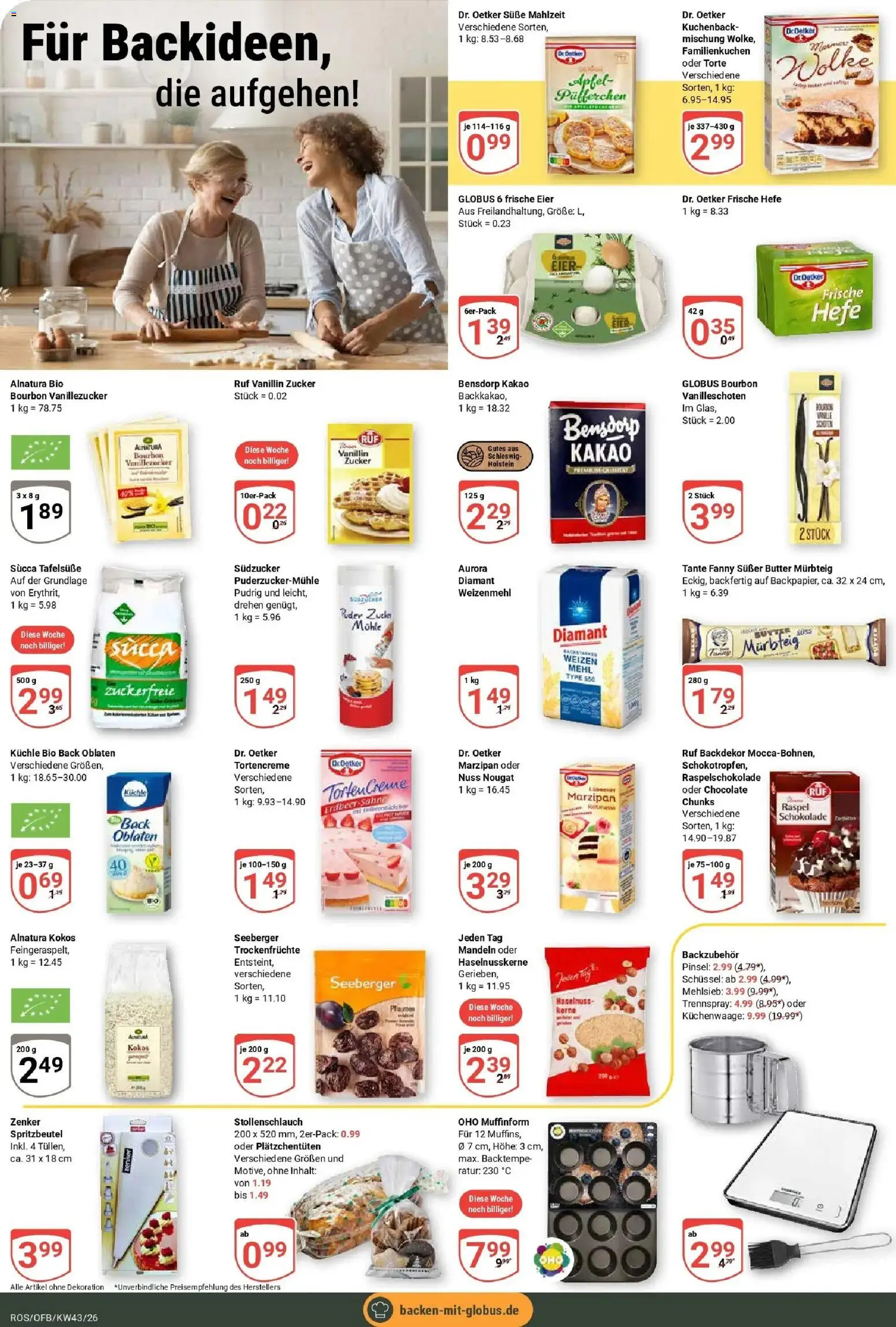 Globus Prospekt Lambrechtshagen (ab 19.10.2026) » Angebote online | Seite: 22 | Produkte: Mehl, Schokolade, Pinsel, Trockenfrüchte