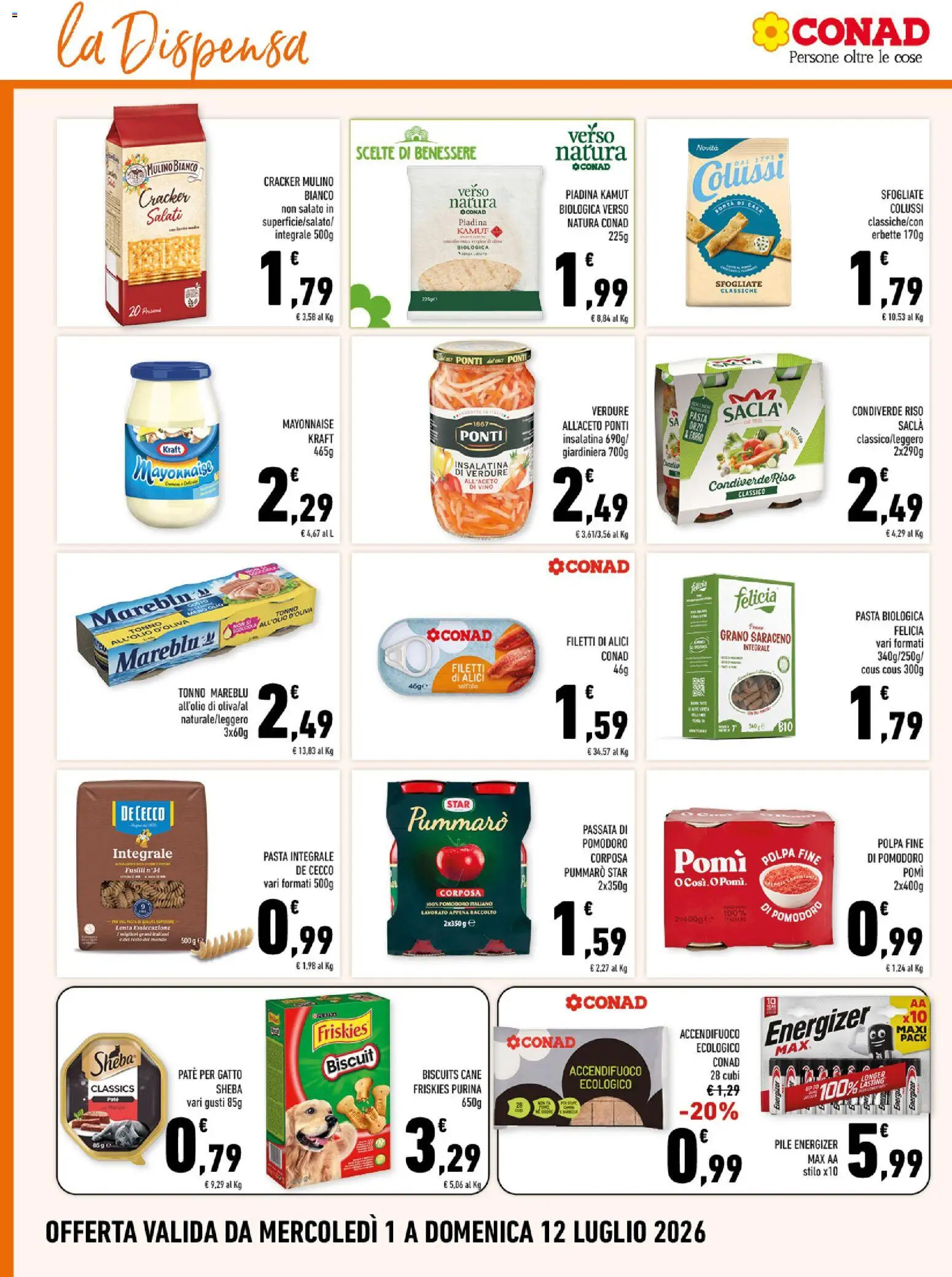 Volantino Conad del 01/07/2026 | Pagina: 12 | Prodotti: Vino, Crackers, Passata di pomodoro, Fusilli