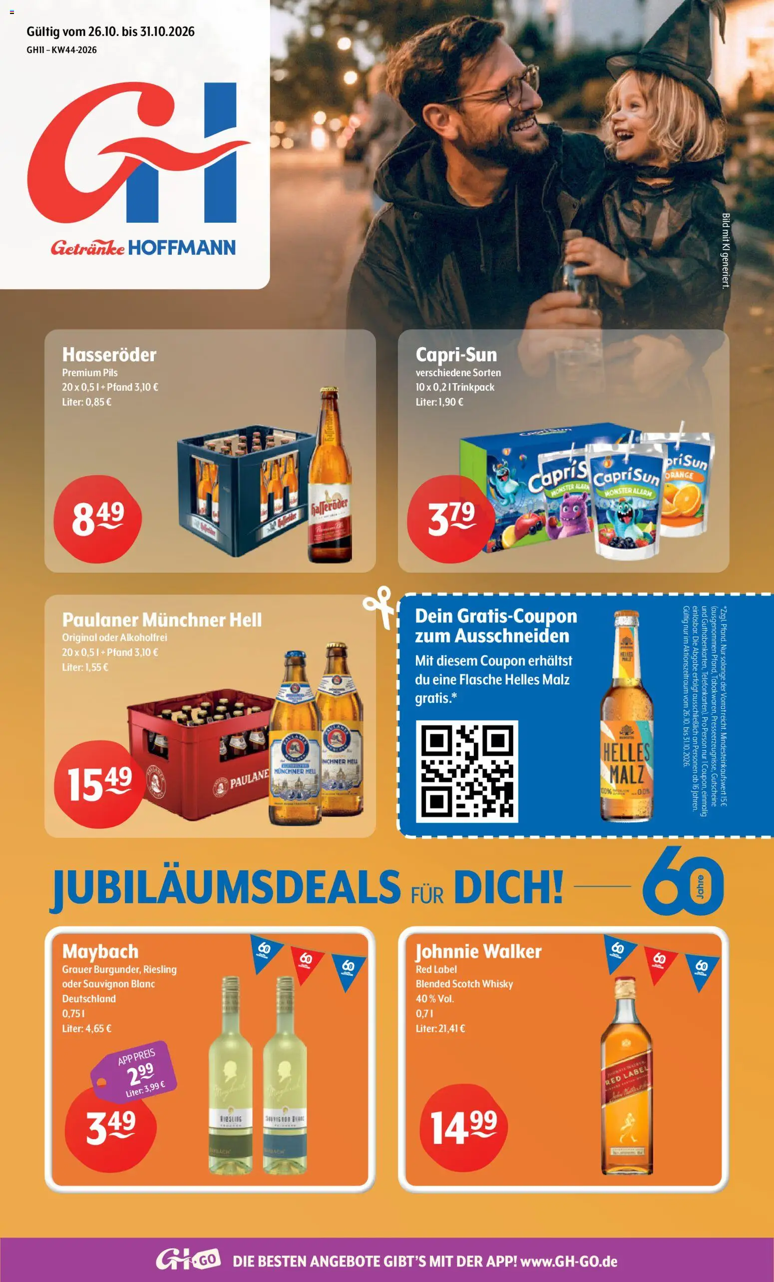 Getränke Hoffmann Prospekt – gültig ab 26.10.2026 | Seite: 1 | Produkte: Monster, Hasseröder, Paulaner, Johnnie walker