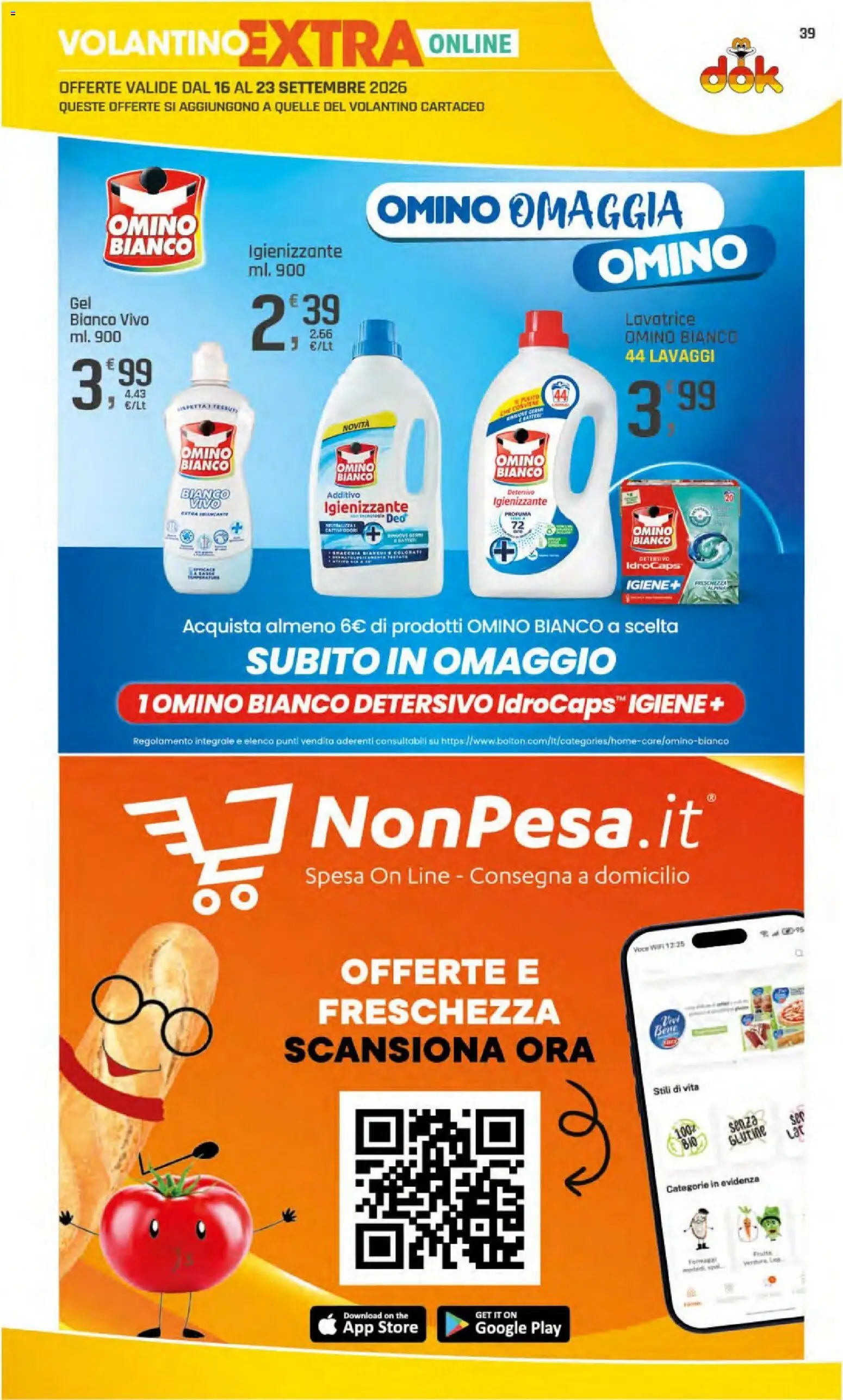 Volantino DOK del 11/09/2026 | Pagina: 39 | Prodotti: Senza glutine, Lavatrice, The