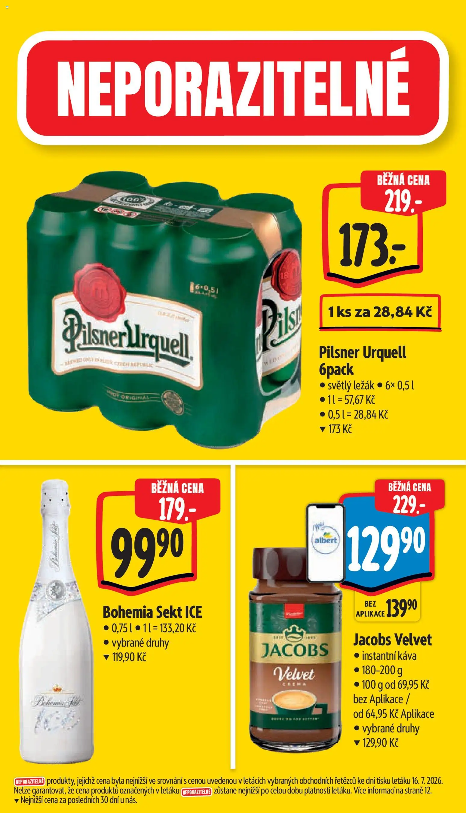 Albert leták - Supermarket od 22.07.2026 | Strana: 5 | Produkty: Jacobs, Velvet, Pilsner Urquell, Jacobs velvet