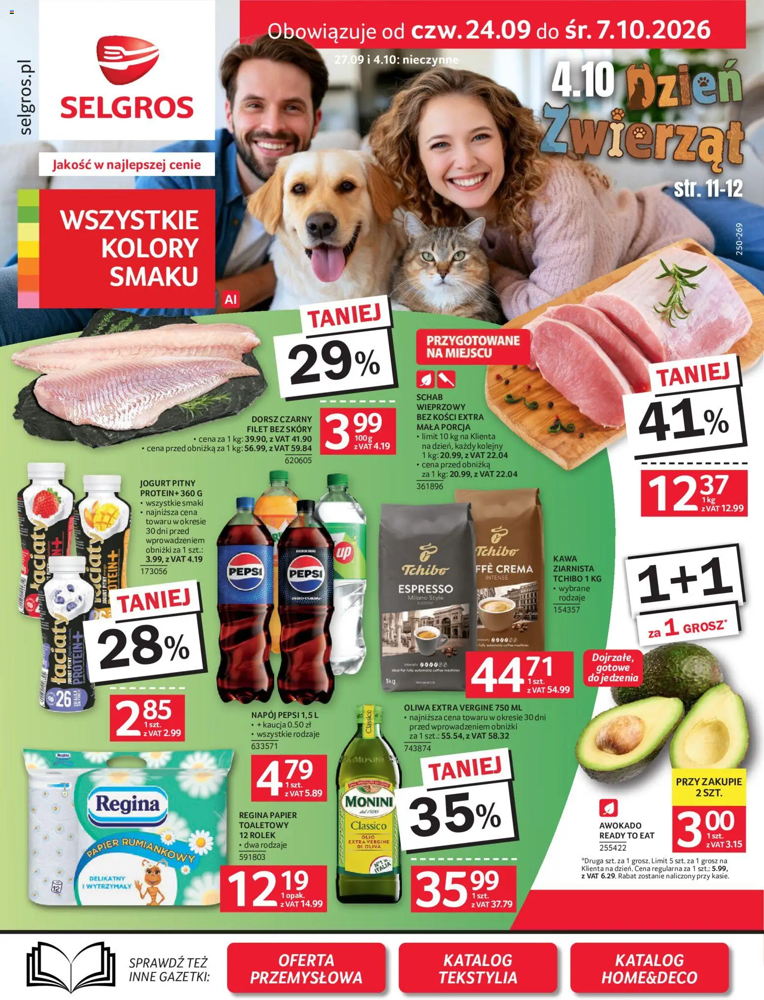 Selgros cash&carry gazetka od 24.09.2026 | Strona: 1 | Produkty: Schab, Jogurt pitny, Papier rumiankowy, Awokado