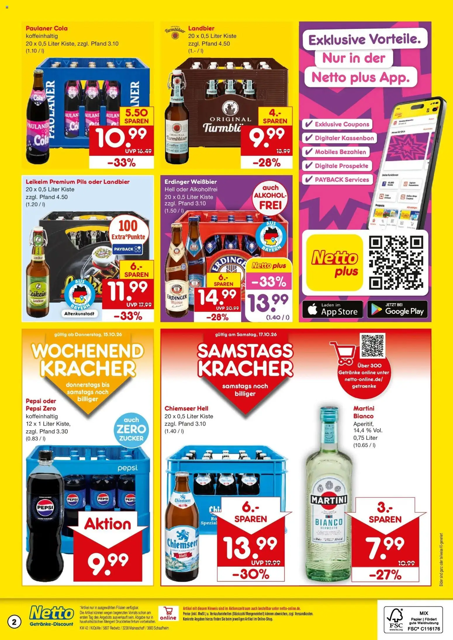 Netto Marken-Discount Prospekt Schaafheim – gültig ab 12.10.2026 | Seite: 2 | Produkte: Weißbier, Pils, Bilder, Paulaner