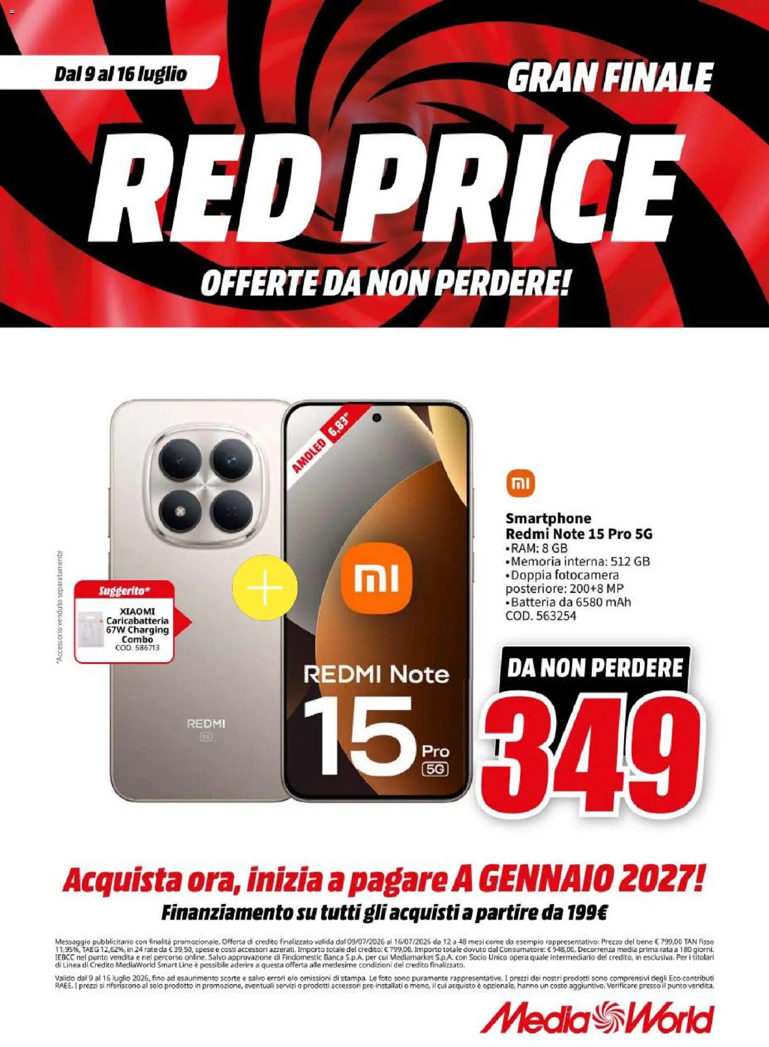 Volantino Media World del 09/07/2026 | Pagina: 31 | Prodotti: Xiaomi, Smartphone, Fotocamera, Batteria
