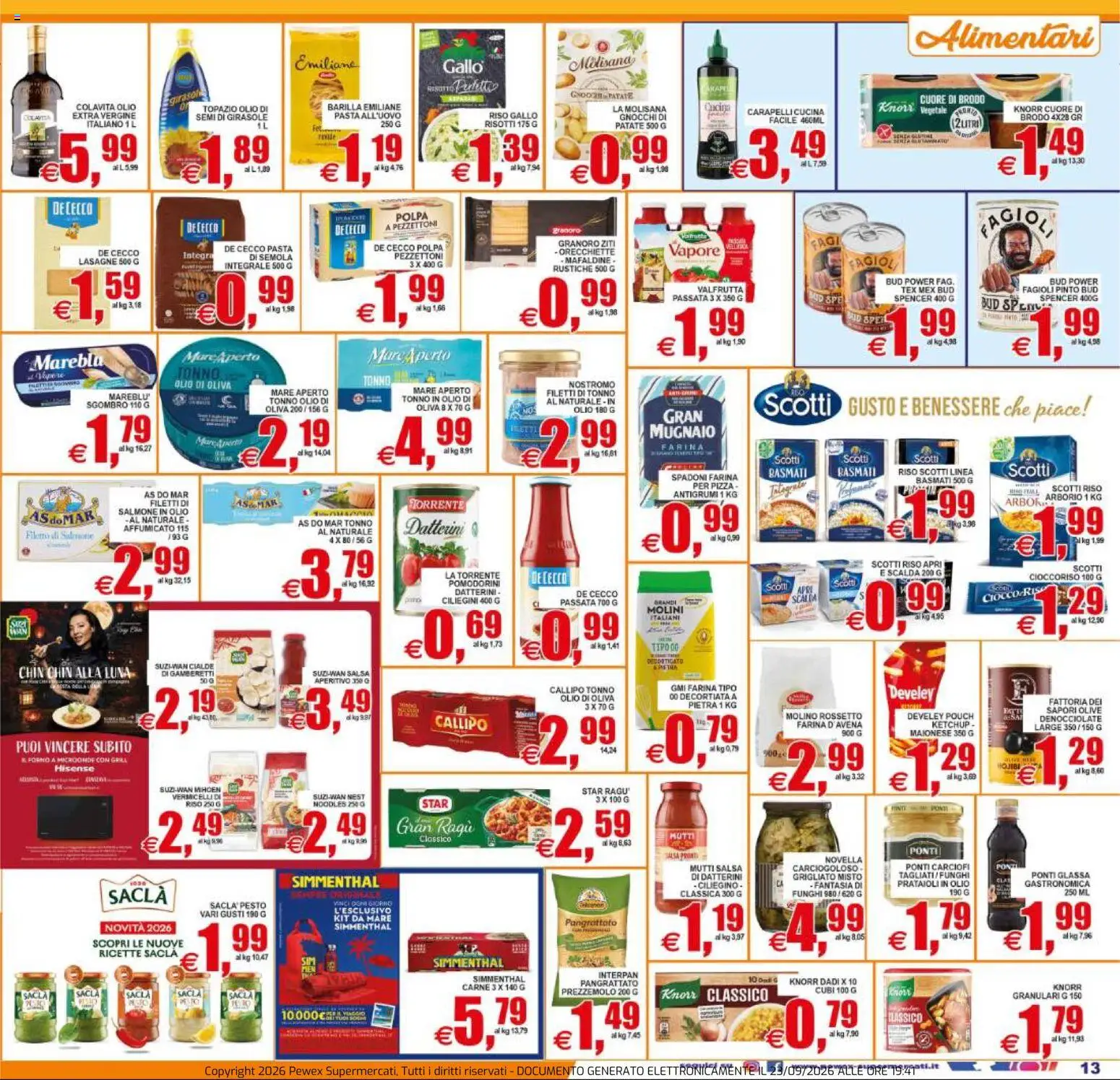 Volantino Pewex del 23/09/2026 | Pagina: 13 | Prodotti: Brodo, Fagioli, Barilla, Funghi