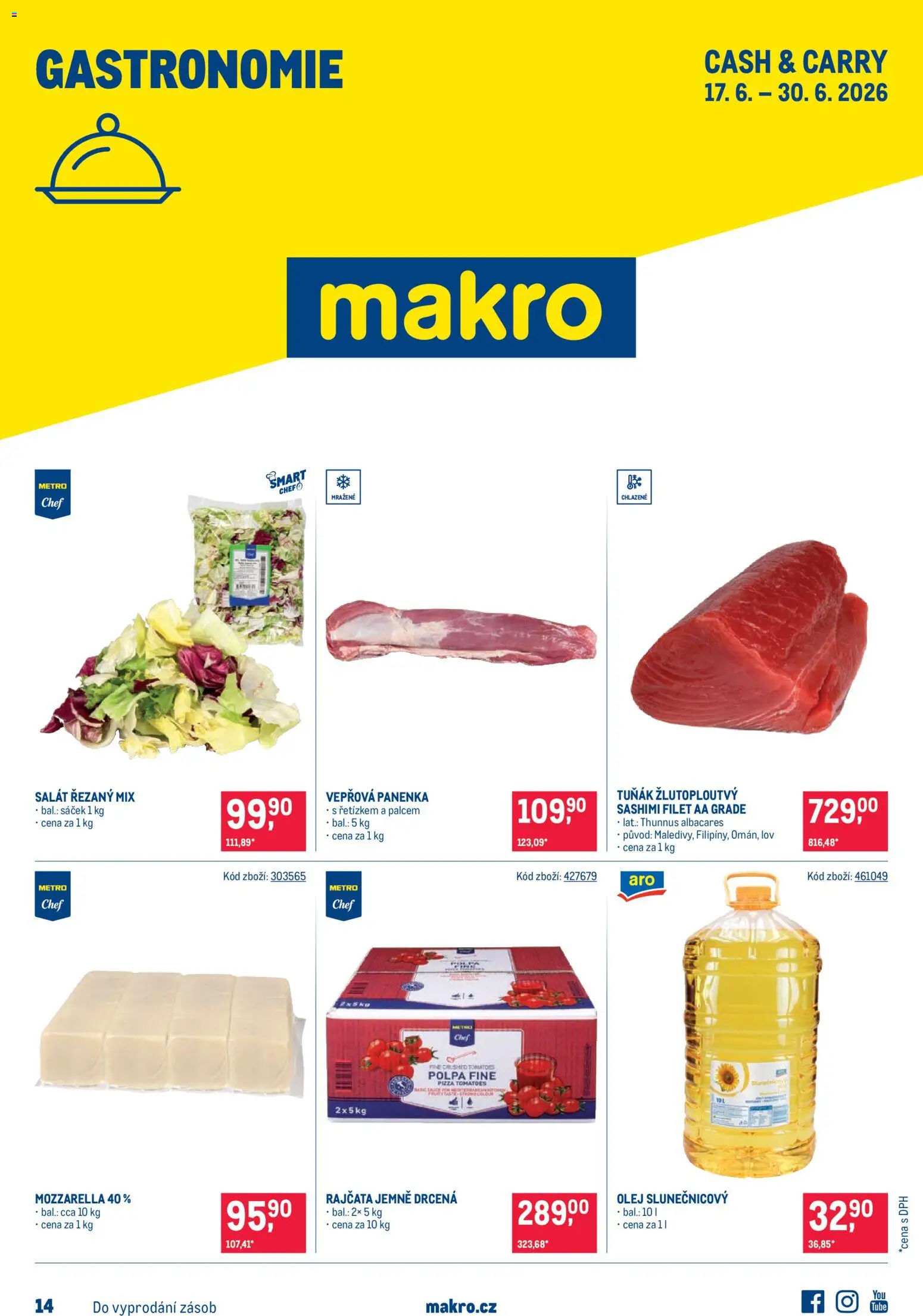 Makro leták - Gastronomie od 17.06.2026 | Strana: 1 | Produkty: Olej, Pizza, Filet, Mozzarella