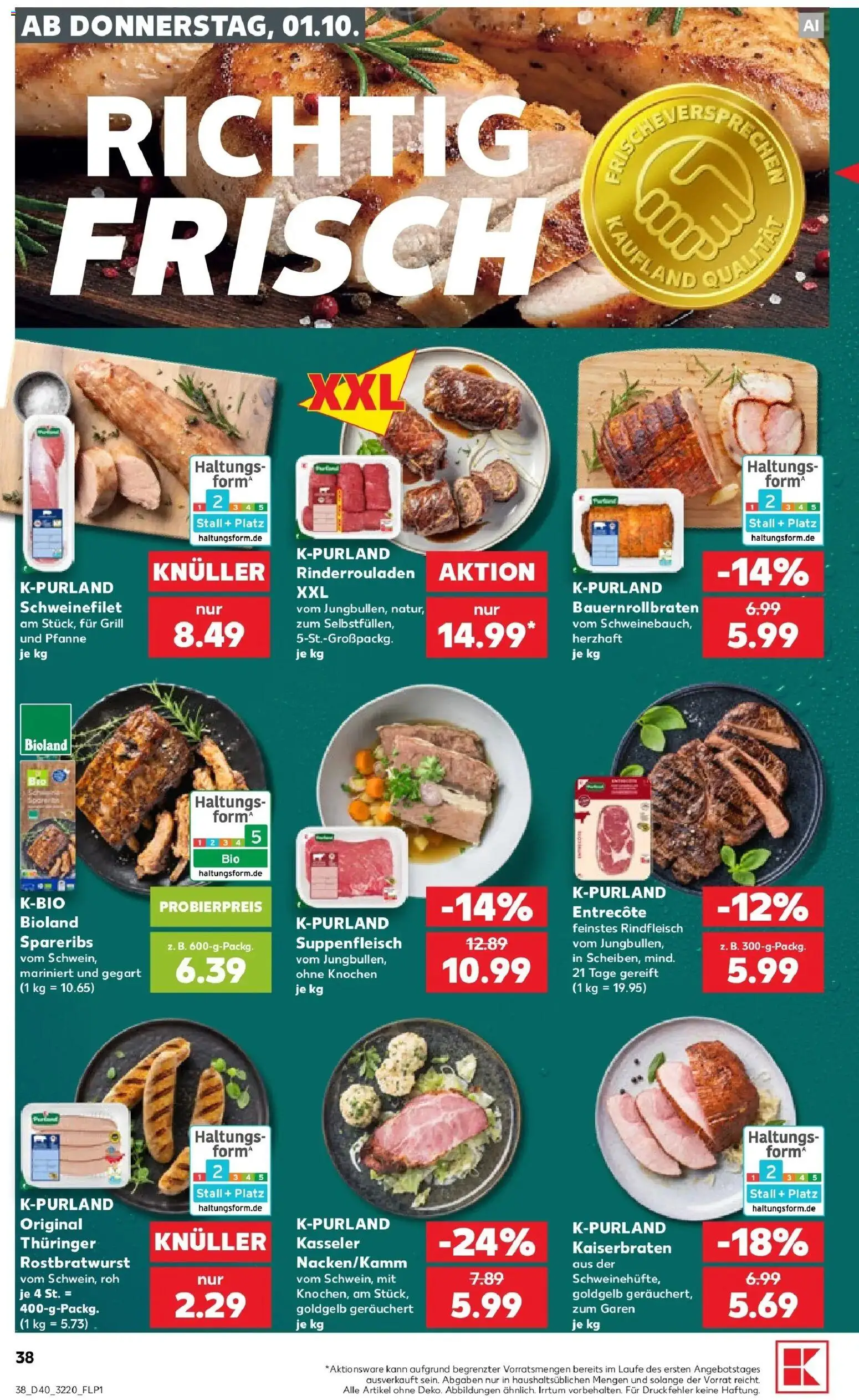 Prospekt Kaufland ab 01.10.2026 » Angebote Online zum Blättern | Seite: 38 | Produkte: Grill, Entrecote, Schweinefilet, Suppenfleisch
