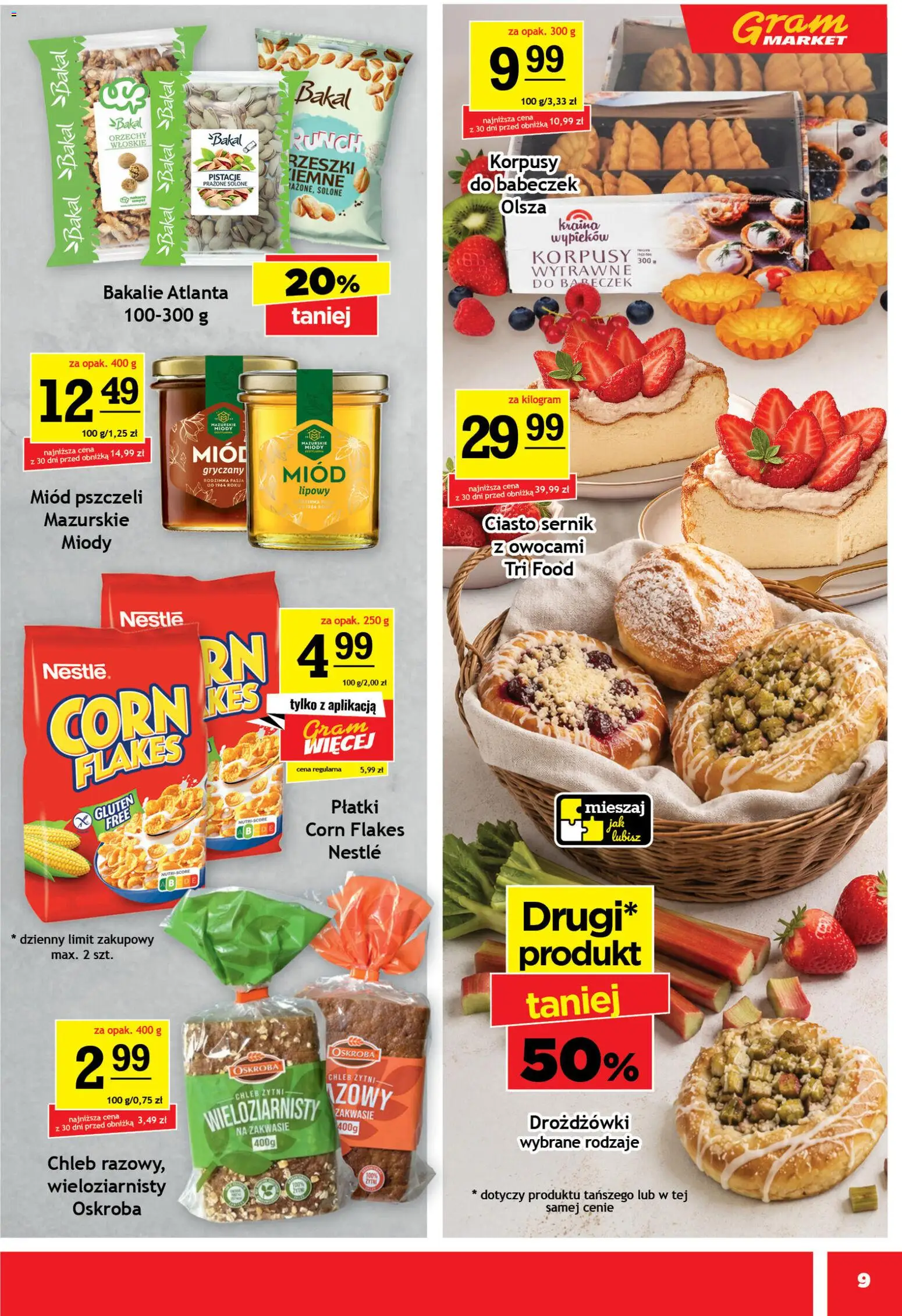 Gram Market gazetka od 20.05.2026 | Strona: 9 | Produkty: Miód, Ciasto, Chleb żytni, Drożdżówki