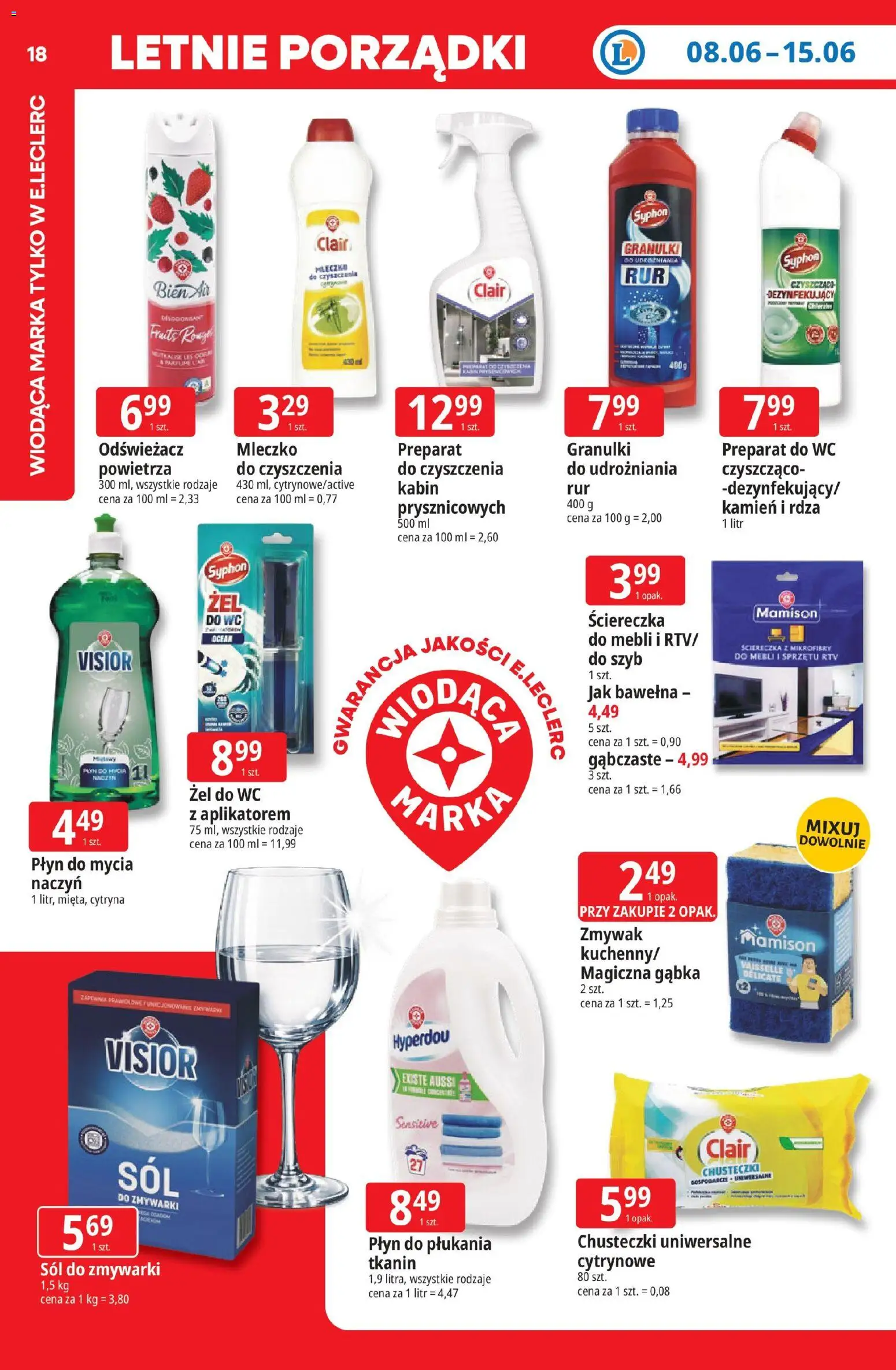 E.Leclerc gazetka - Kłodzko od 08.06.2026 | Strona: 18 | Produkty: Cytryna, Magiczna gąbka, Sól, Płyn do mycia naczyń