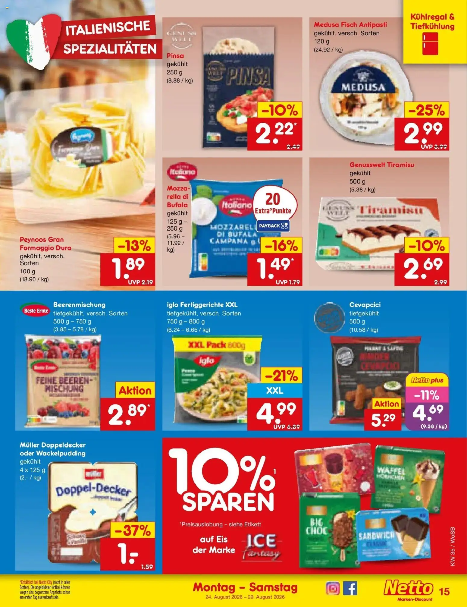 Netto Marken-Discount Prospekt Ludwigshafen-Edigheim (ab 24.08.2026) » Angebote | Seite: 23 | Produkte: Iglo, Fisch, Fertiggerichte, Eis