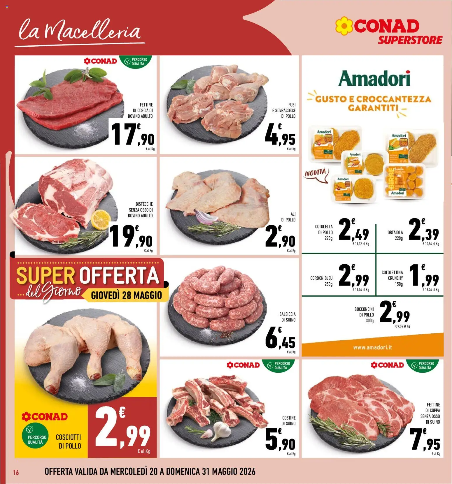 Volantino Conad del 20.05.2026 | Pagina: 16 | Prodotti: Bovino, Pollo, Suino, Salsiccia