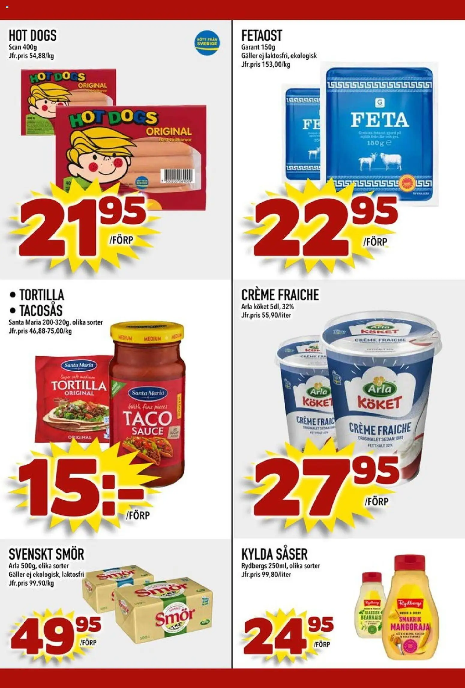 Din Mat reklamblad aktuell från 19/10/2026 | Sida: 5 | Produkter: Tortilla, Creme fraiche, Smör, Såser