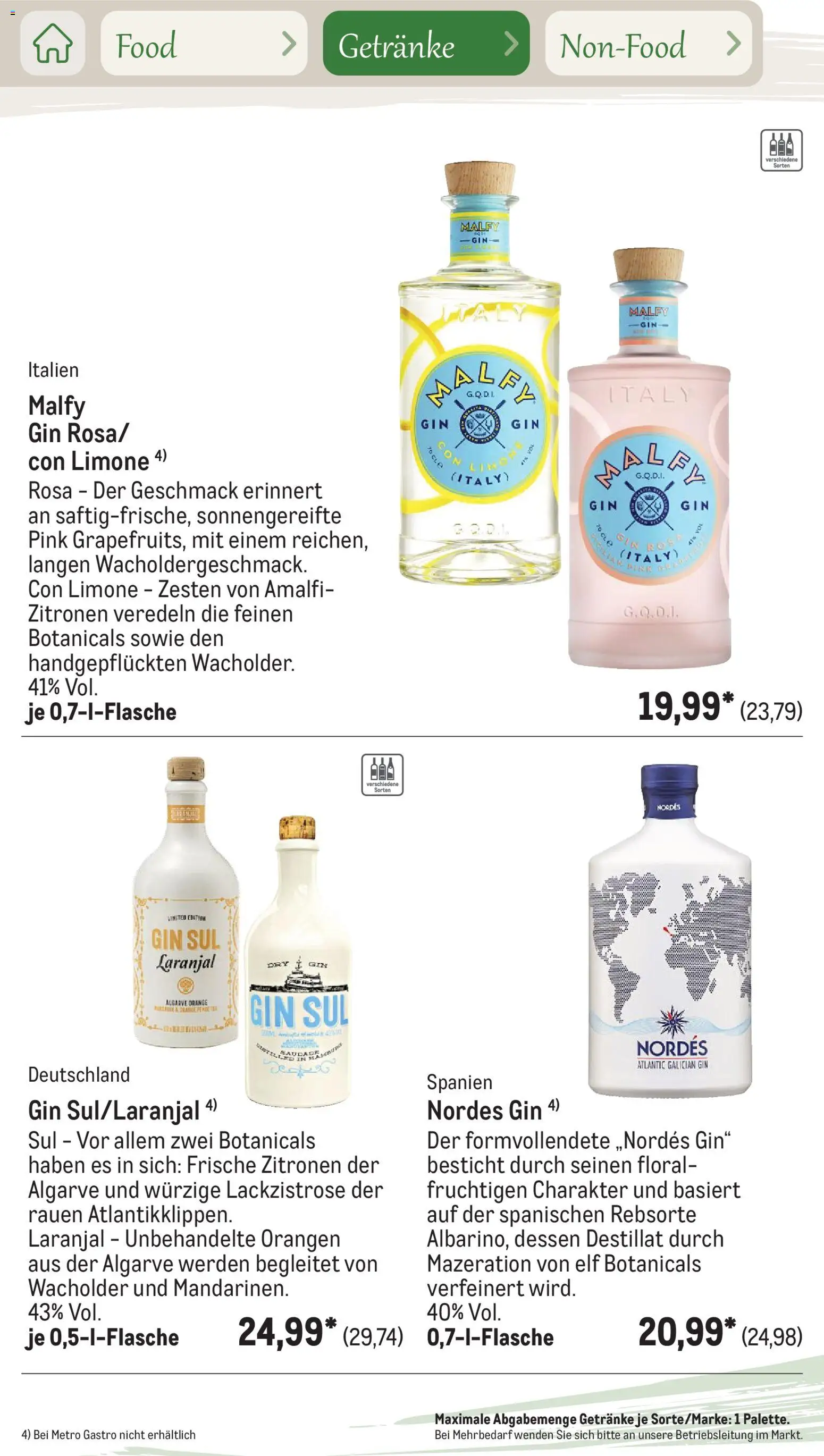Metro Saisonkatalog Outdoor Dining – gültig ab 01.06.2026 | Seite: 79 | Produkte: Orangen, Gin, Zitronen