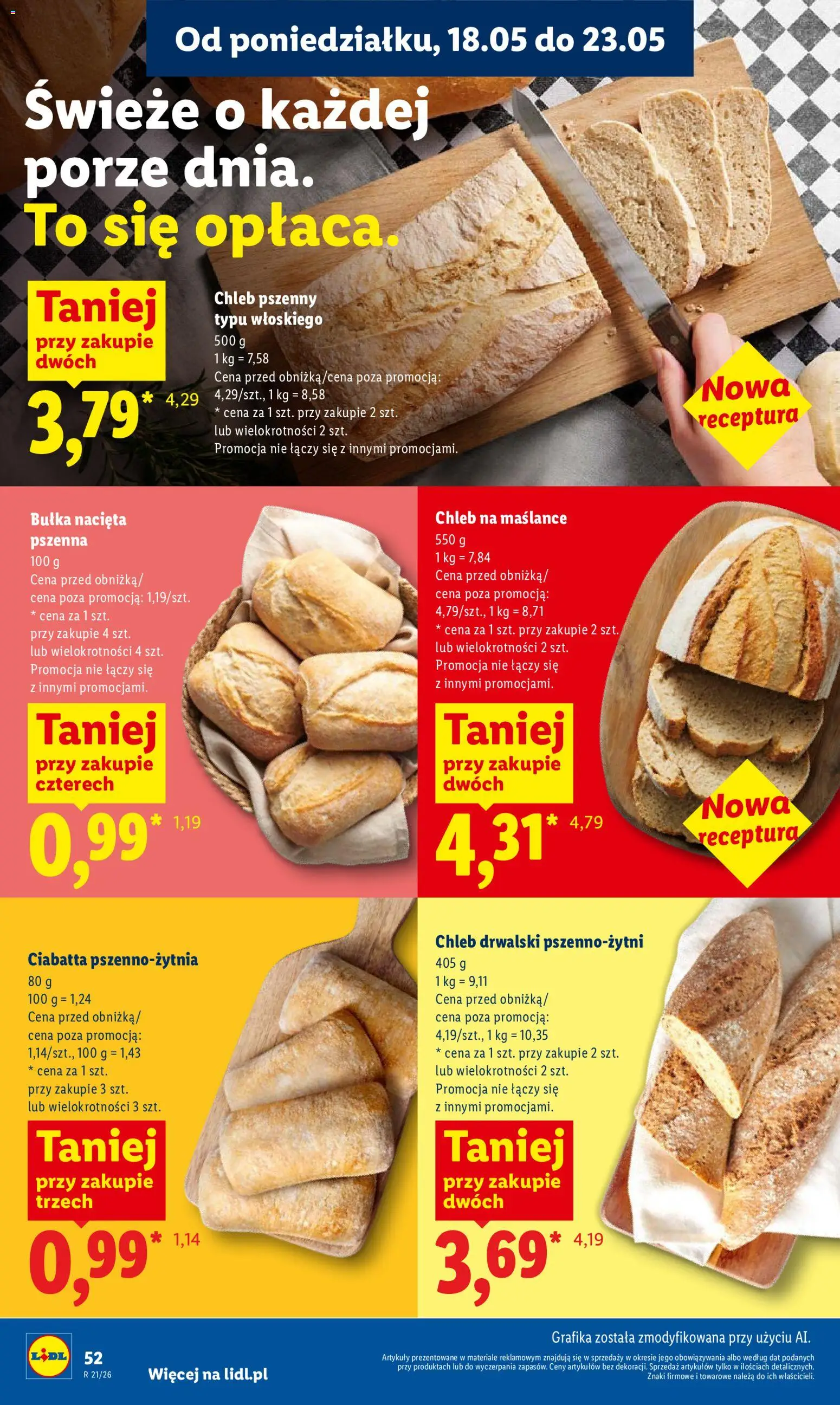 Lidl gazetka od 21.05.2026 | Strona: 54 | Produkty: Chleb na maślance, Bułka, Chleb, Ciabatta