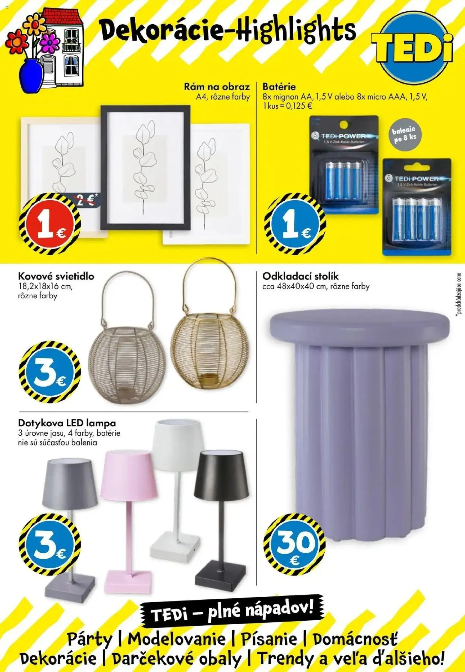Nové TEDi akcie – leták je platný od 28.05.2026 | Strana: 16 | Produkty: Lampa, Led lampa, Odkladací stolík, Rám na obraz