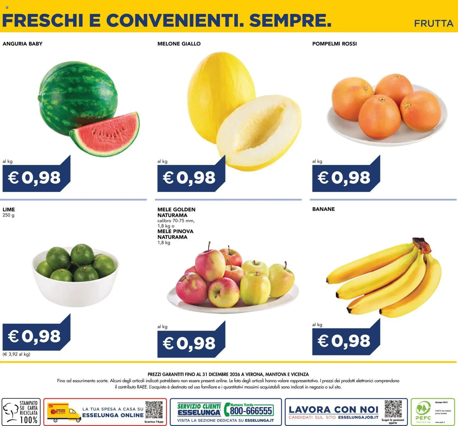 Volantino Esselunga S del 01/07/2026 | Pagina: 8 | Prodotti: Mele, Banane, Frutta, Lime