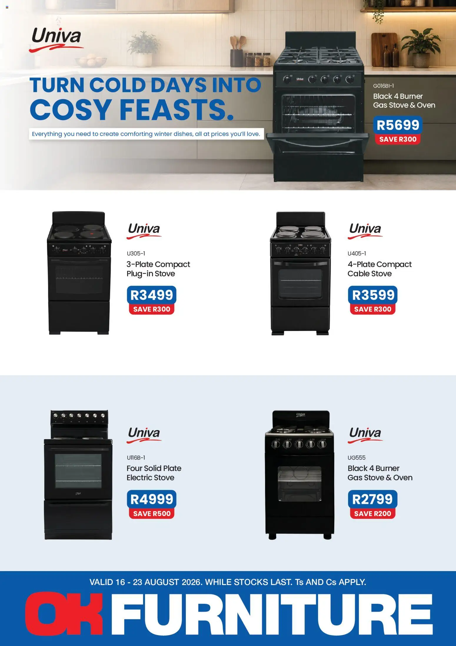 New OK Furniture catalogue – valid from 16/08/2026 | Page: 1 | Products: Oven, Stove, Plate, Gas stove