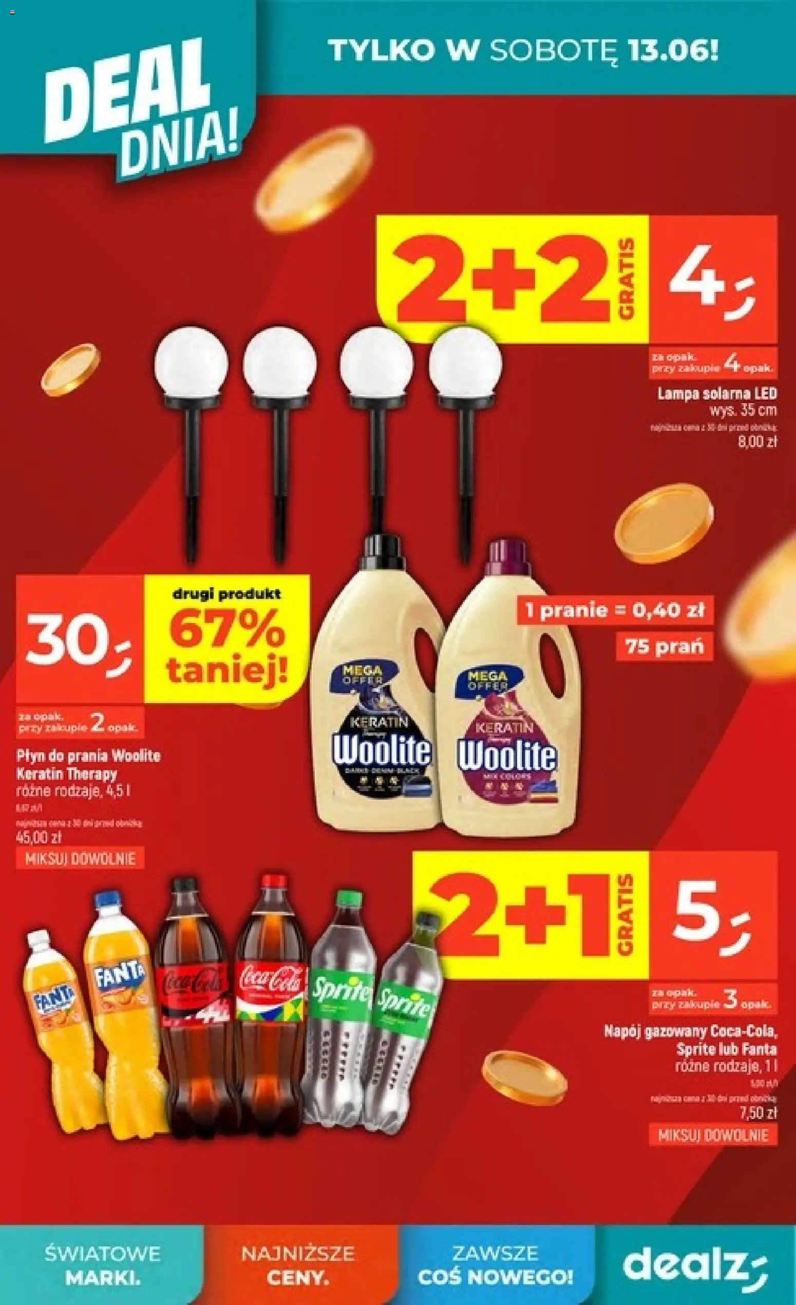 Dealz gazetka od 11.06.2026 | Strona: 4 | Produkty: Lampa solarna, Sprite, Coca cola, Lampa