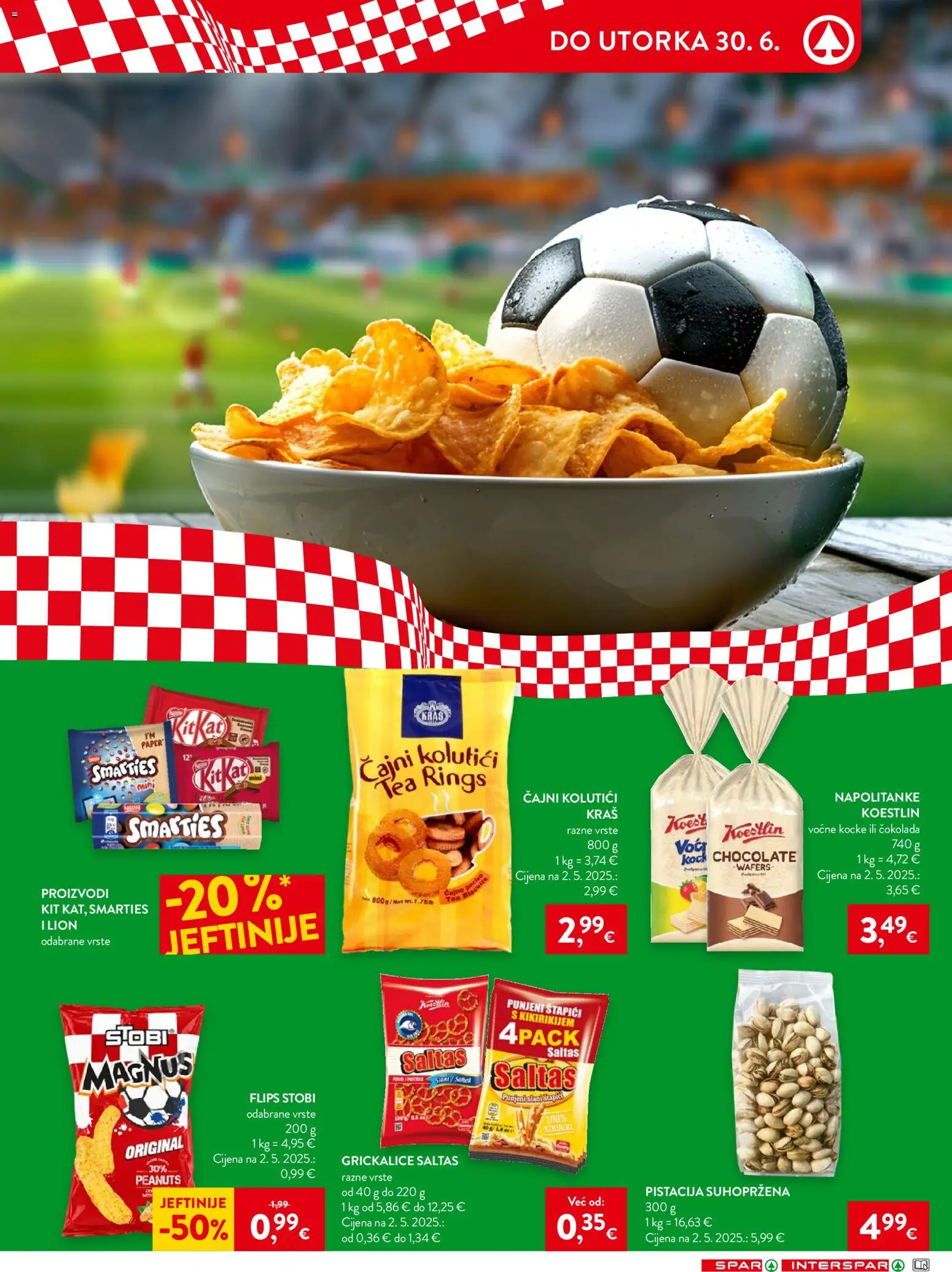 Spar katalog | vrijedi od 24.06.2026 | Stranica: 5 | Proizvodi: Flips, Čajni kolutići, Čokolada, Napolitanke