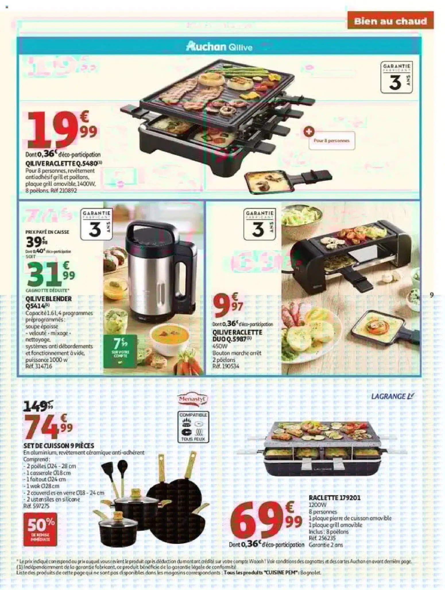 {H1} | Page: 9 | Produits: Blender, Grill, Raclette grill, Raclette