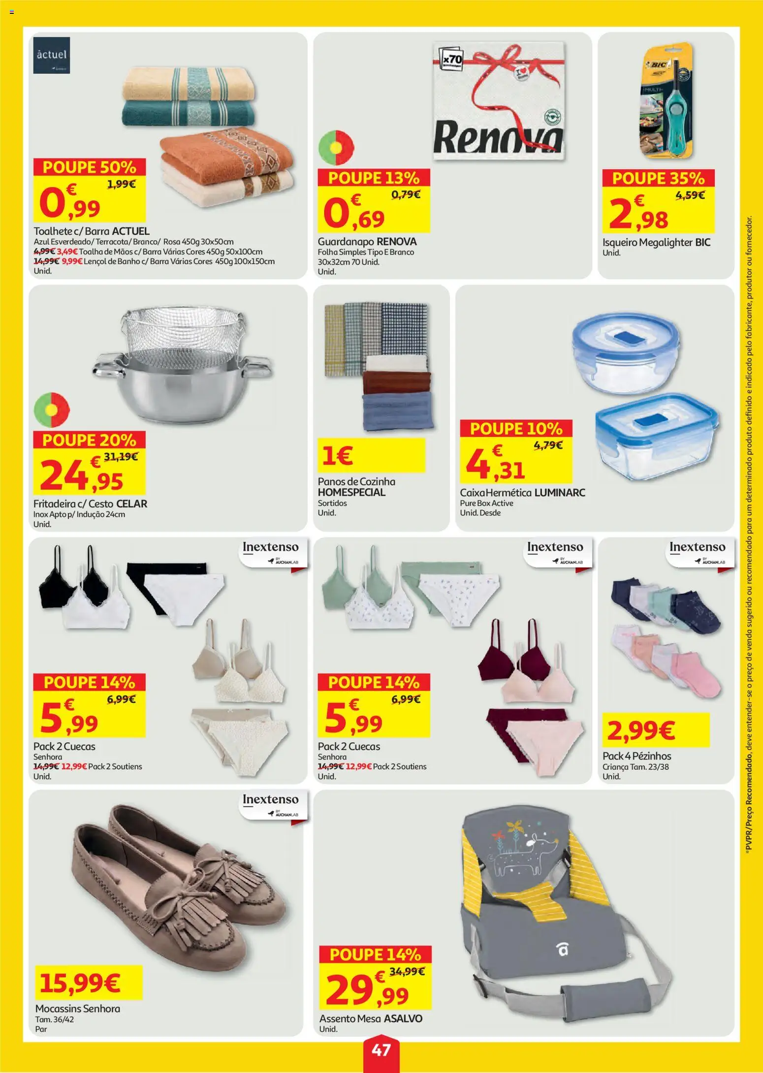 Auchan folheto │ válido de 06/08/2026 | Página: 47 | Produtos: Mesa, Banho, Cuecas, Mocassins