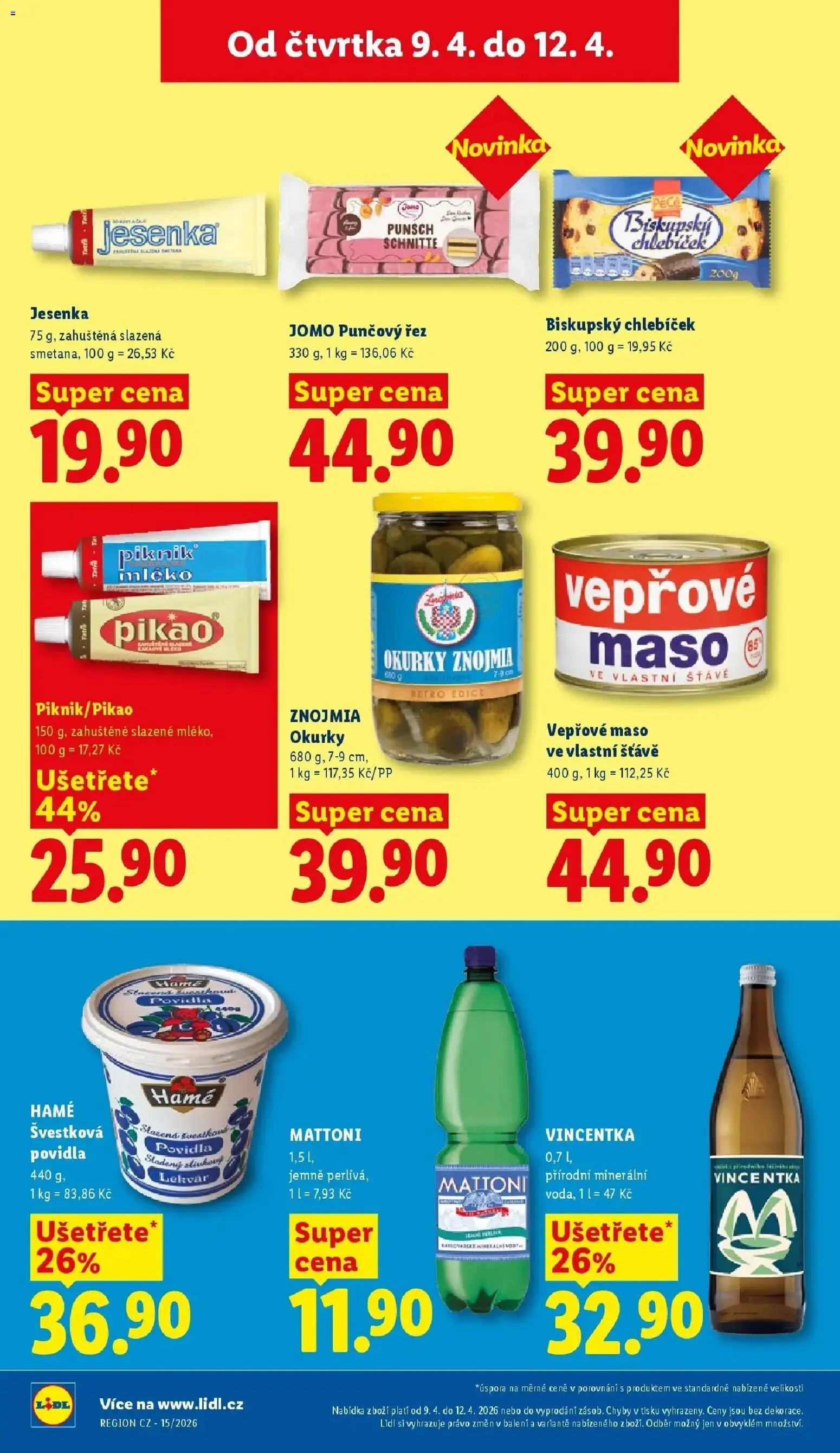 Lidl aktuální leták od 09.04.2026 | Strana: 16 | Produkty: Mattoni, Smetana, Okurky, Maso