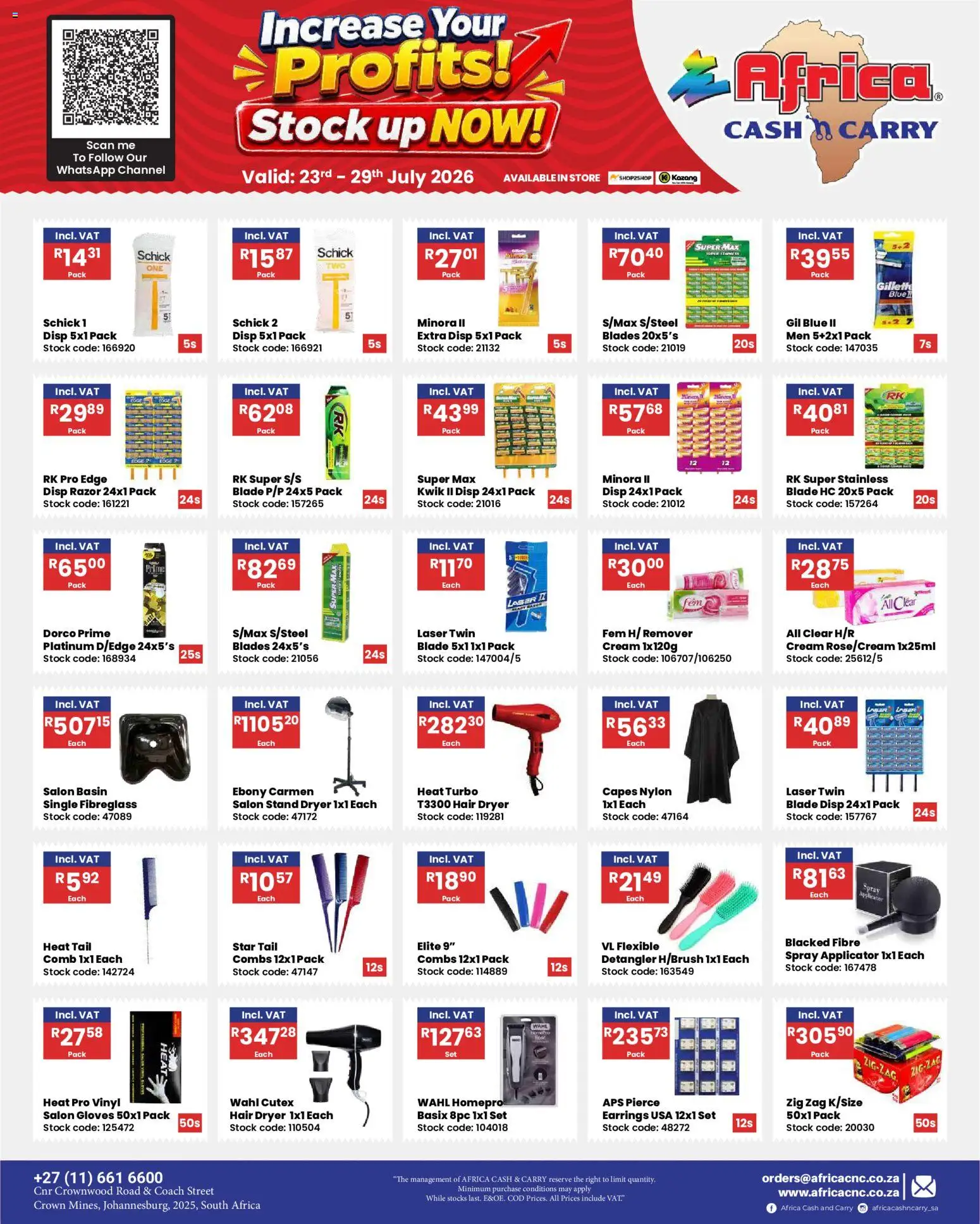New Africa Cash & Carry catalogue – valid from 23/07/2026 | Page: 22 | Products: Dryer, Hair dryer, Basin, Cutex