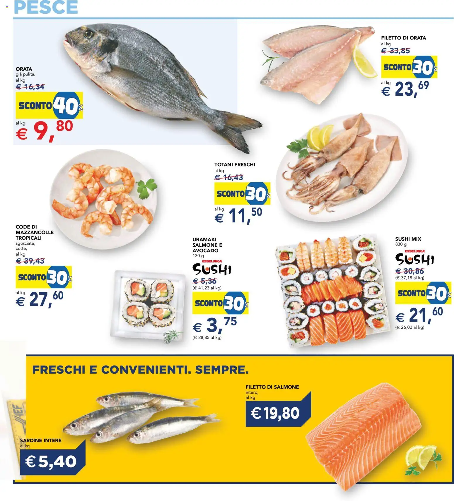 Volantino Esselunga S del 18.05.2026 | Pagina: 5 | Prodotti: Salmone, Pesce, Mazzancolle, Orata
