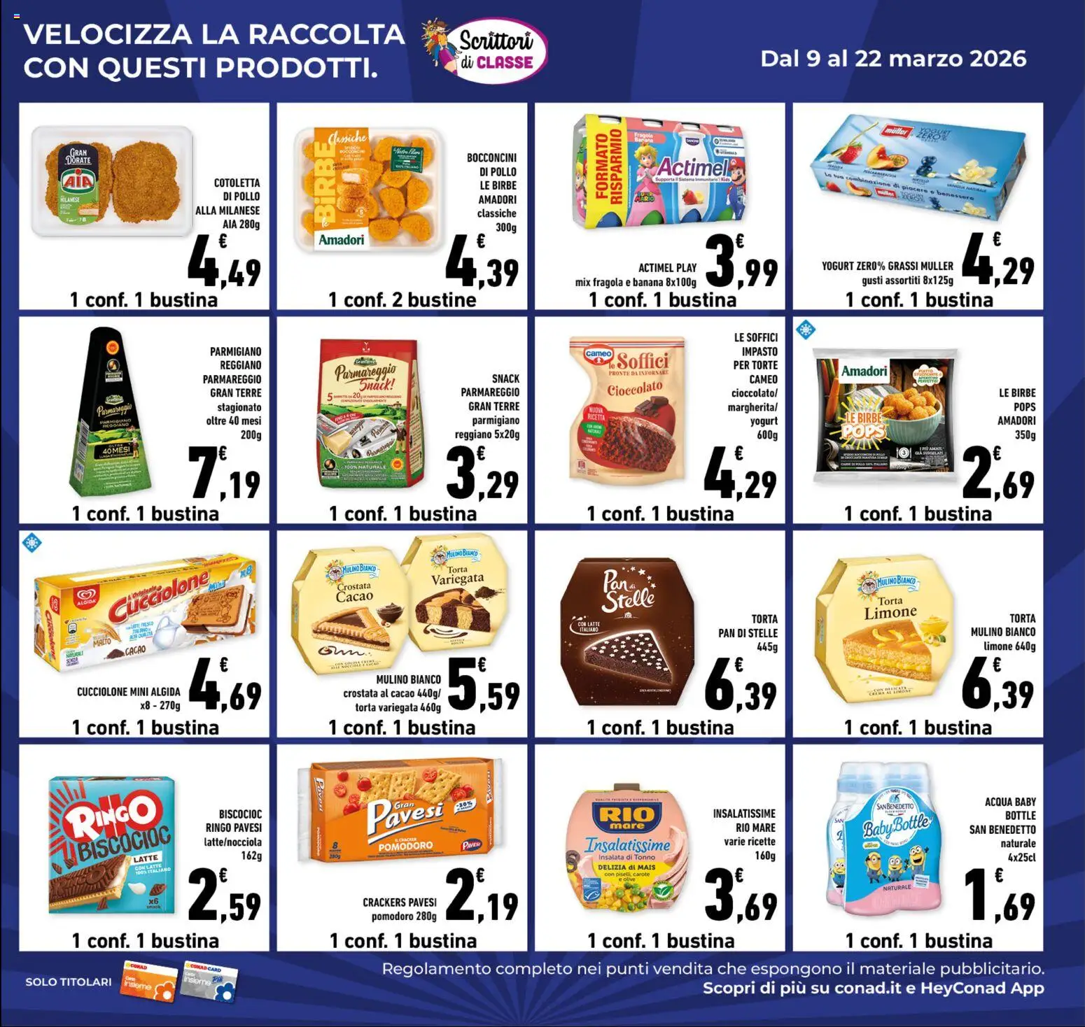Volantino Conad del 11.03.2026 | Pagina: 19 | Prodotti: Acqua, Pomodoro, Latte, Torta