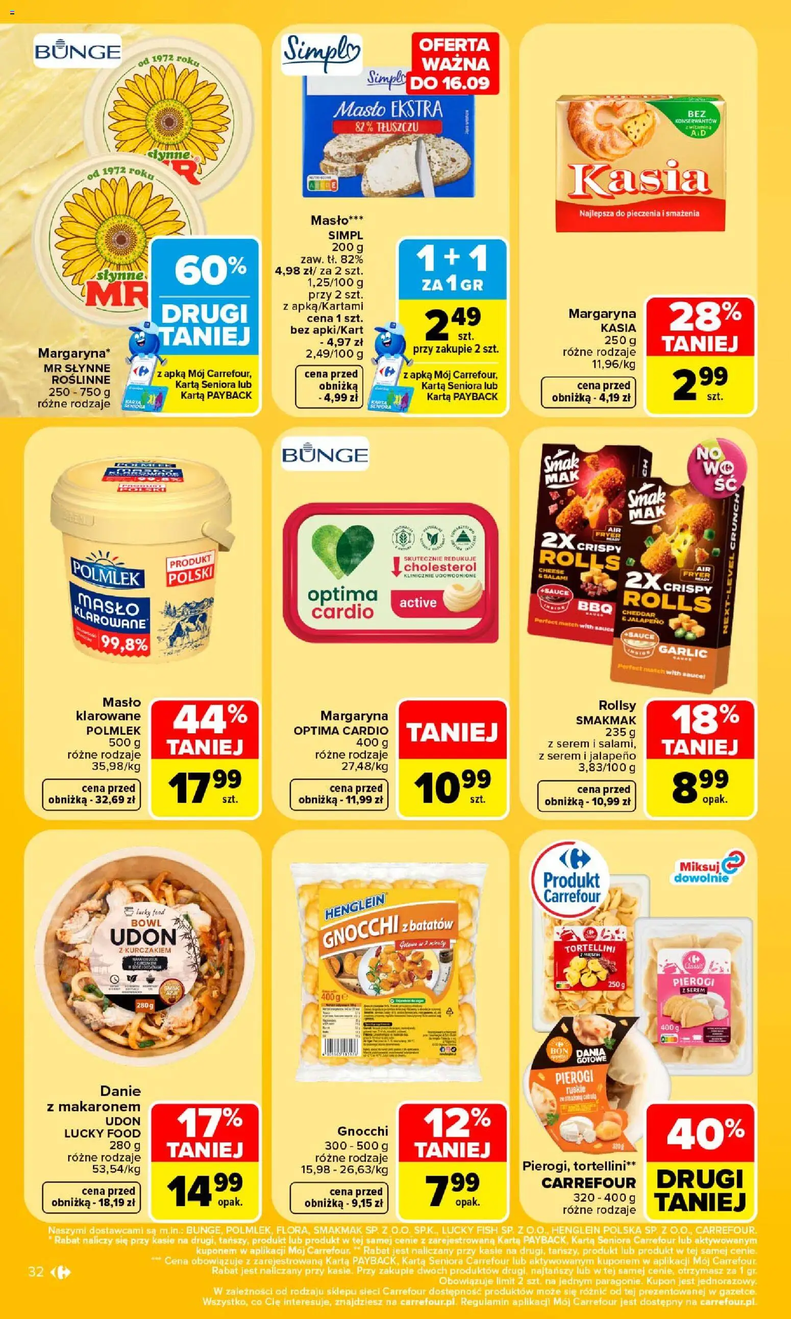 Carrefour gazetka od 14.09.2026 | Strona: 34 | Produkty: Masło klarowane, Pierogi, Optima cardio, Cheddar