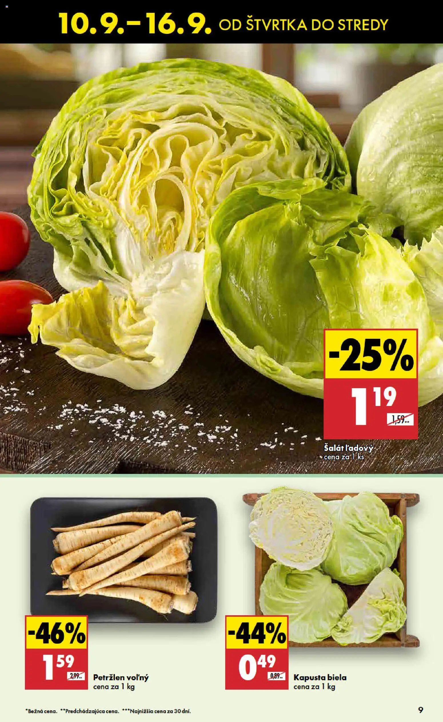 Nové Biedronka akcie – leták je platný od 10.09.2026 | Strana: 9 | Produkty: Kapusta biela, Biela kapusta, Šalát, Petržlen