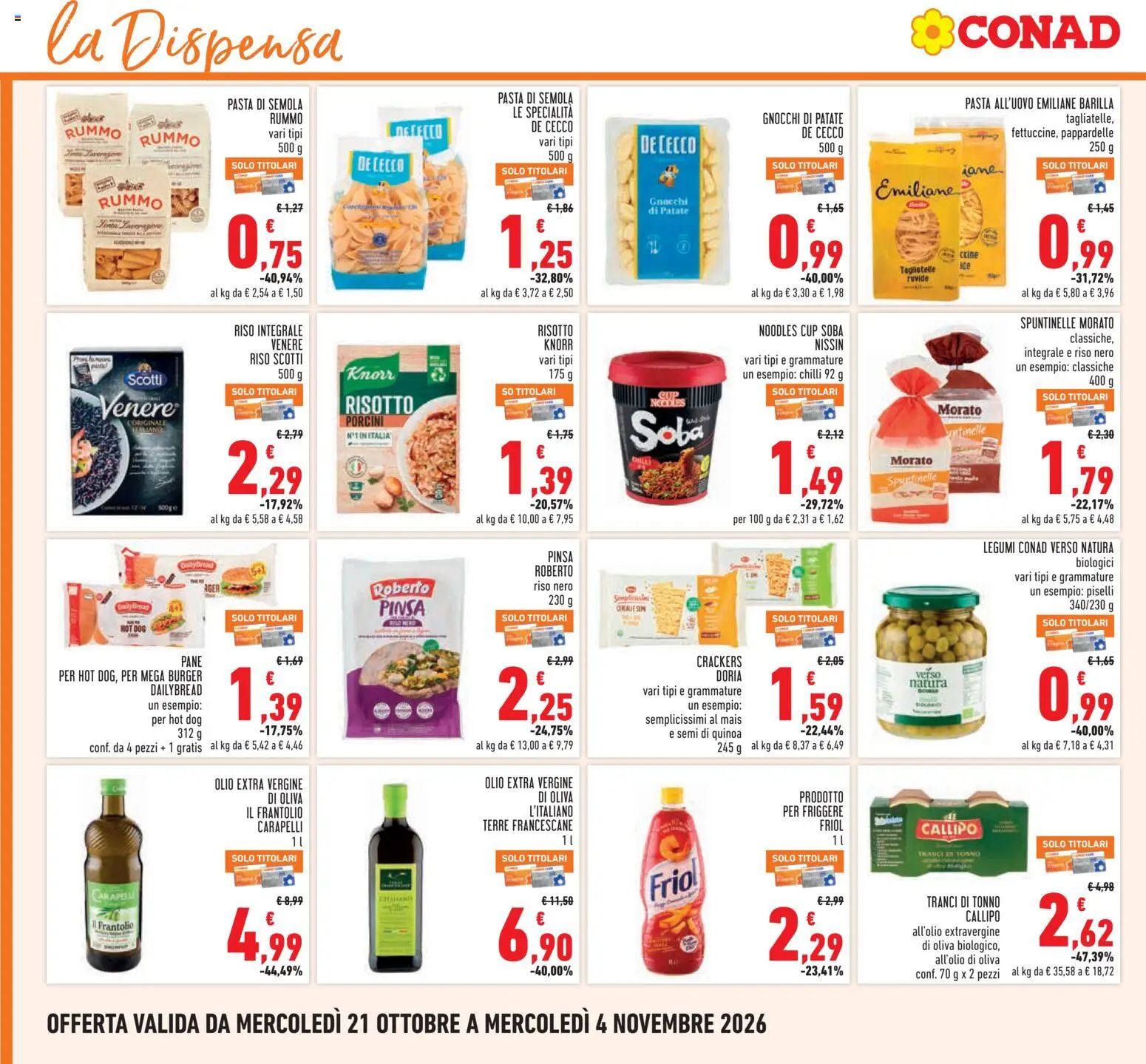 Volantino Conad del 21/10/2026 | Pagina: 14 | Prodotti: Pane, Olio, Semola, Gnocchi di patate