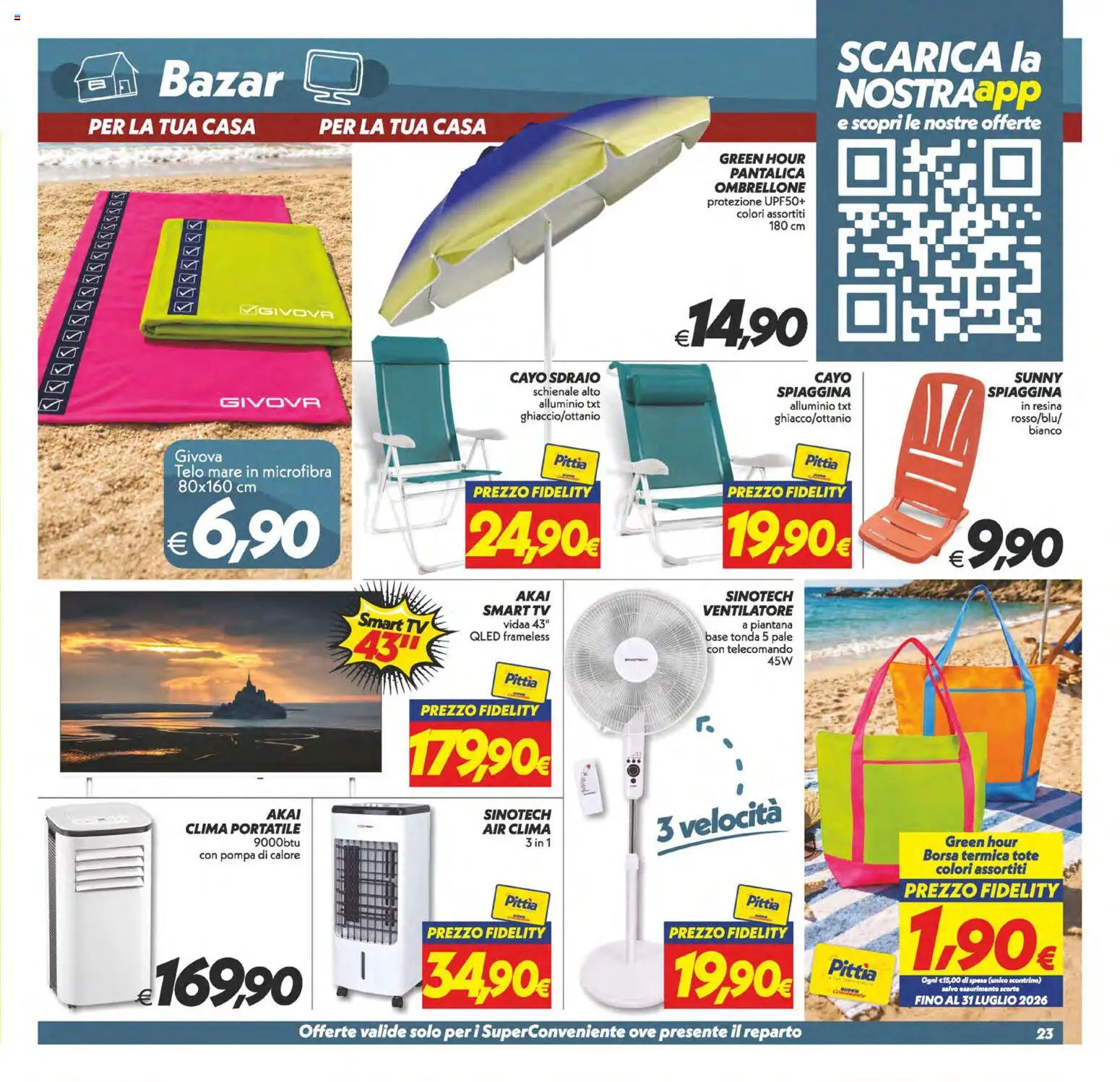 Volantino SuperConveniente del 09.06.2026 | Pagina: 23 | Prodotti: smart TV, Sdraio, Ombrellone, Alluminio