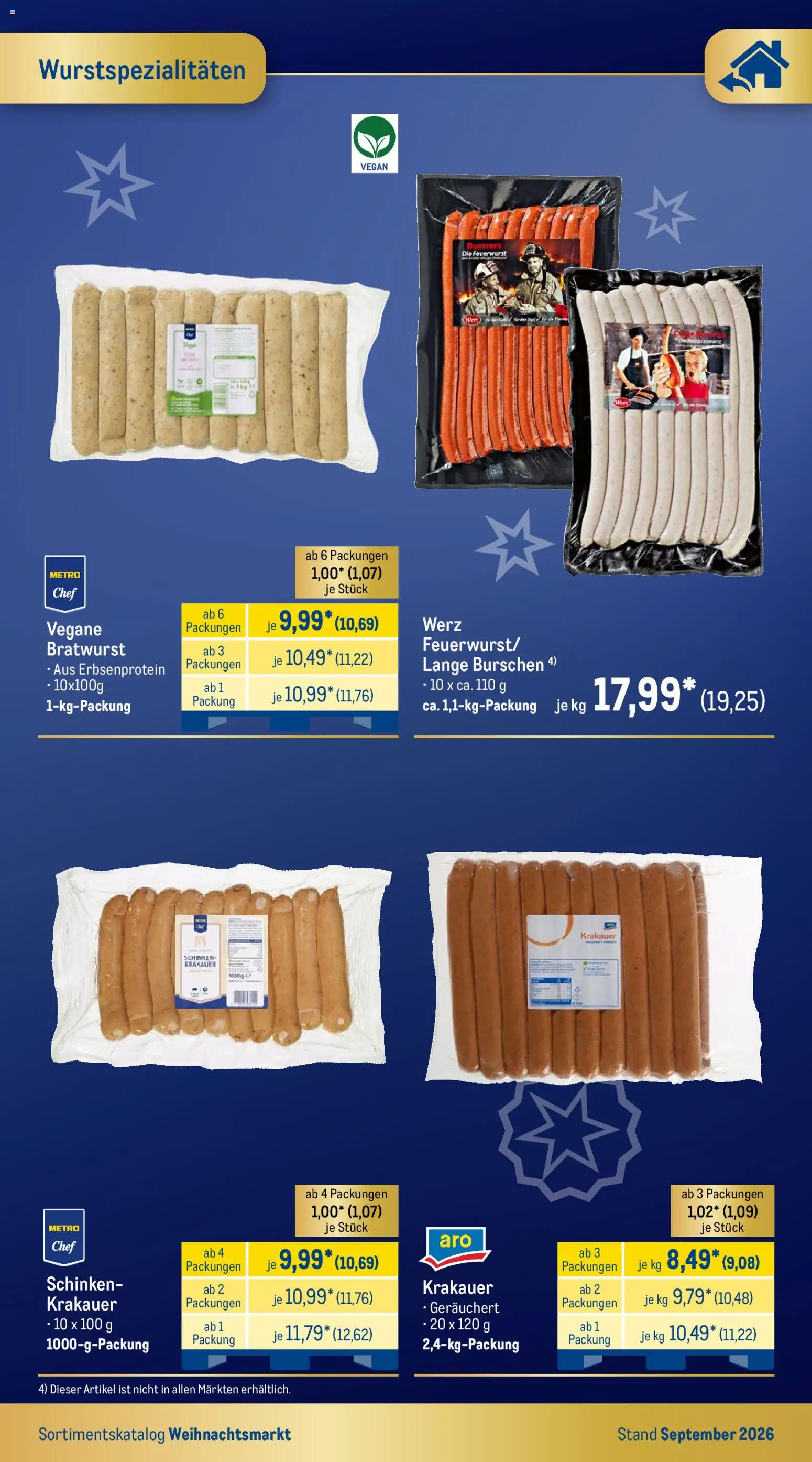 Metro Weihnachtsmarkt – gültig ab 01.09.2026 | Seite: 14 | Produkte: Bratwurst, Schinken
