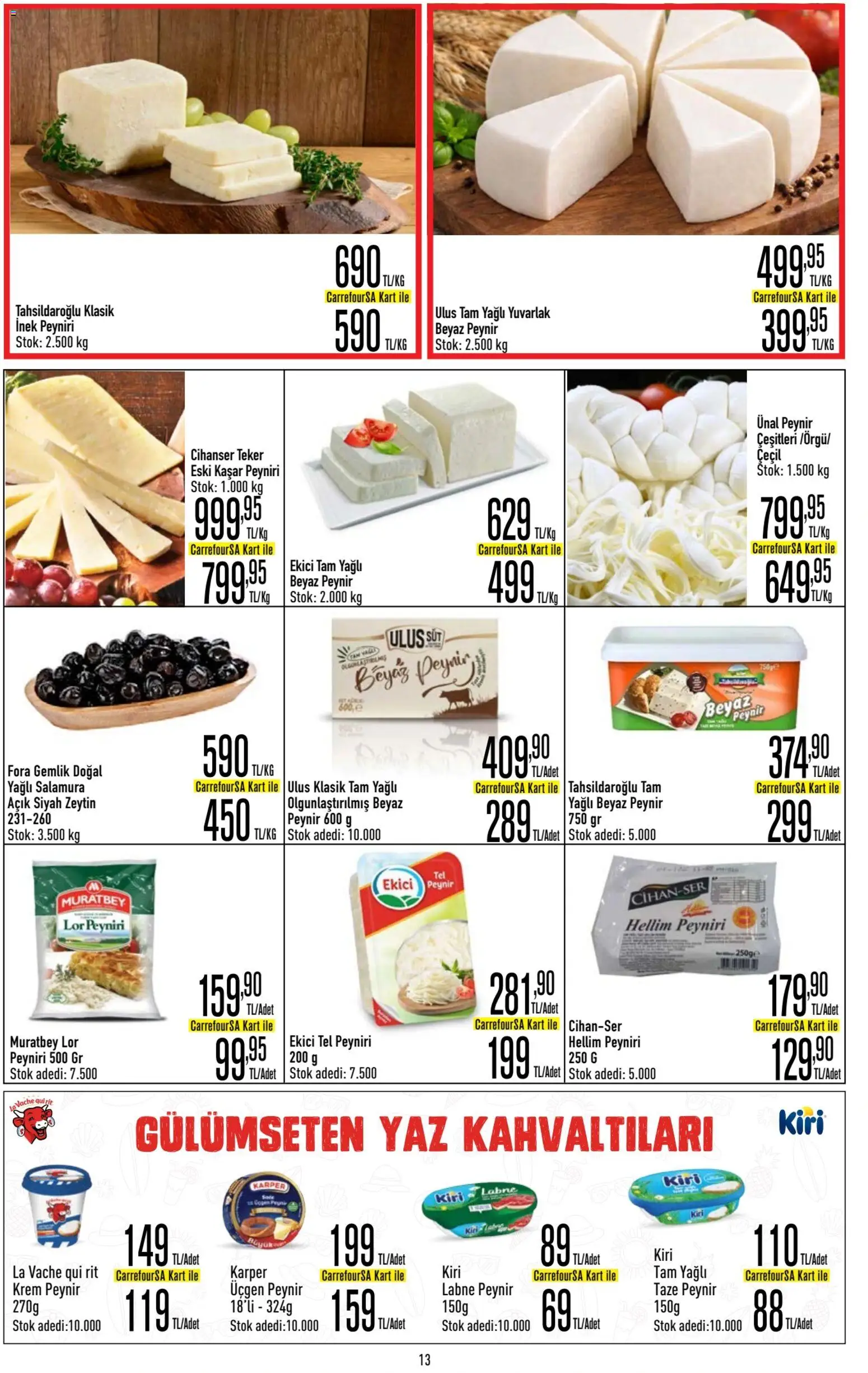 CarrefourSA Katalog - 11.06.2026 tarihinden itibaren geçerlidir | Sayfa: 13 | Ürünler: Süt, Peynir, Ekici, Zeytin