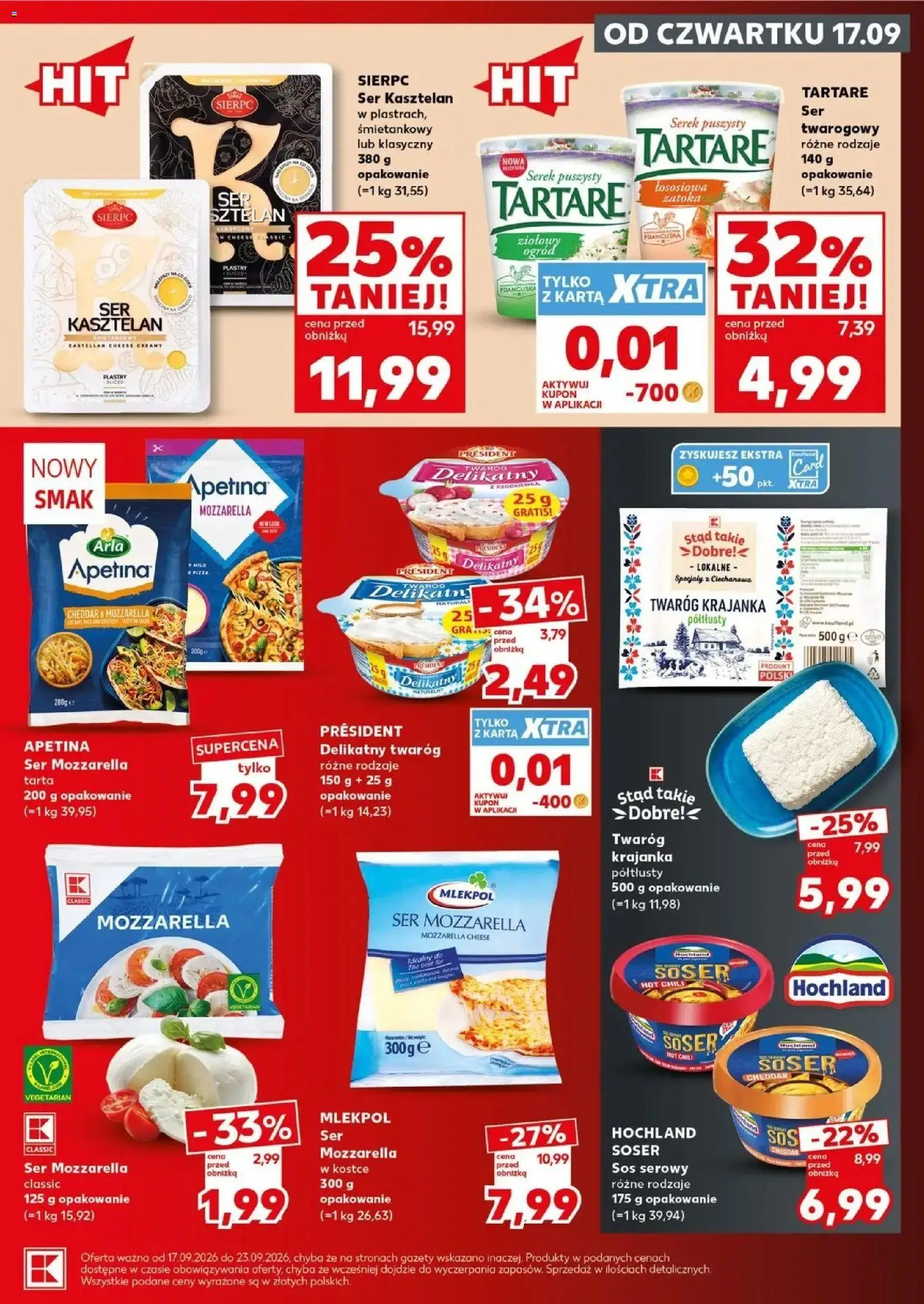 Kaufland gazetka - Super sobota od 19.09.2026 - od jutra PDF | Strona: 17 | Produkty: Serek, Specjały, Mozzarella tarta, Sos