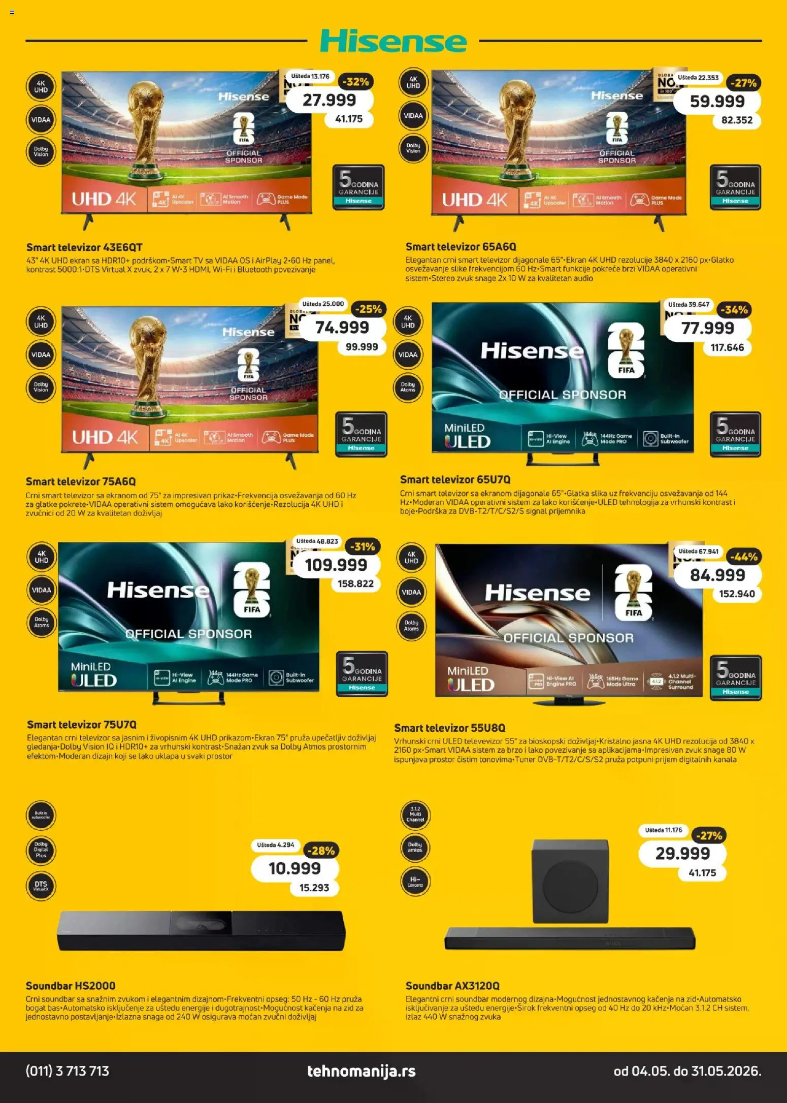 Tehnomanija katalog - važi od 04.05.2026 | Strana: 13 | Proizvode: Smart televizor, Televizor, Audio