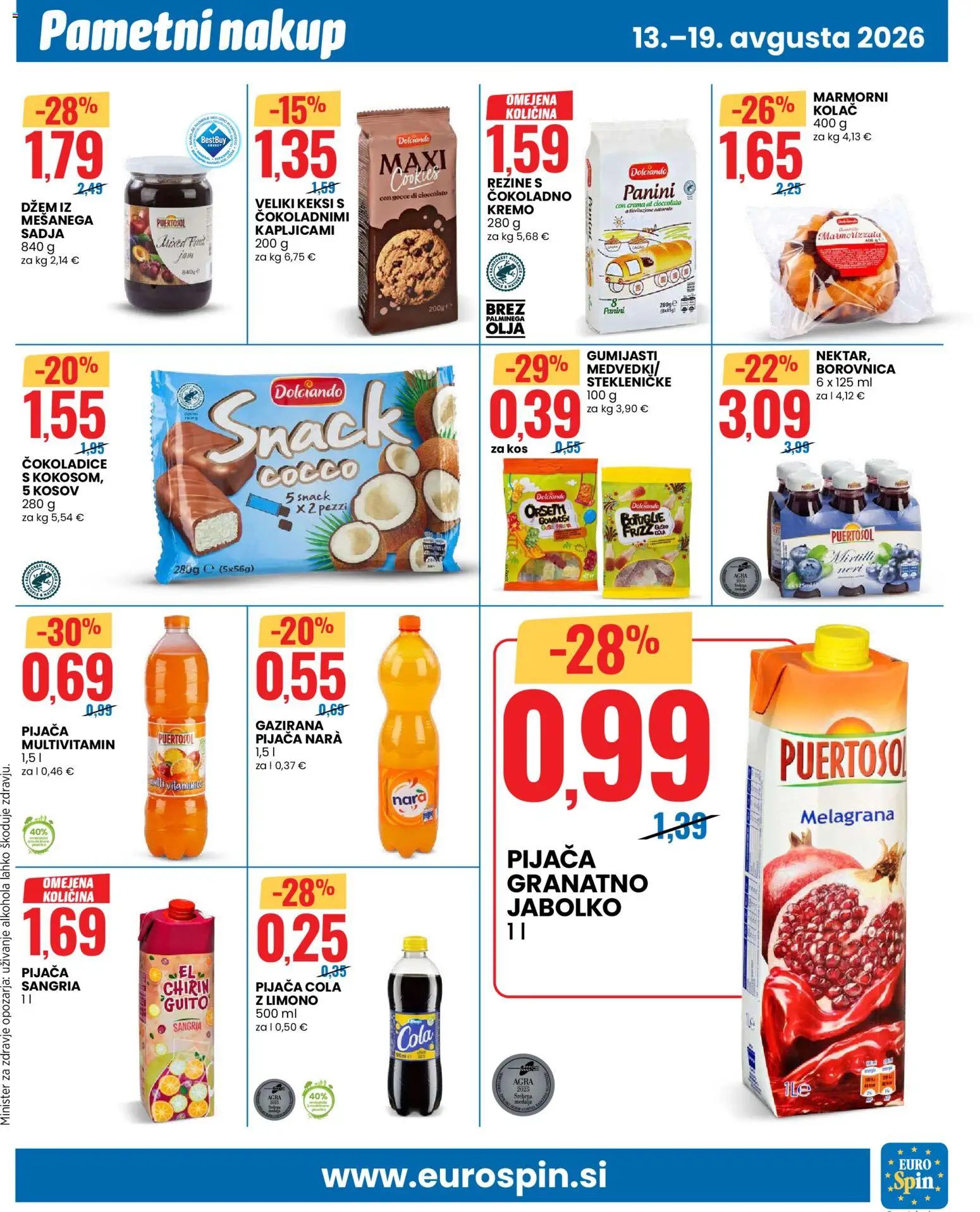 Novi Eurospin katalog ponudbe – veljaven od 13.08.2026 | Stran: 9 | Izdelki: Keksi, Kolač, Džem, Kos