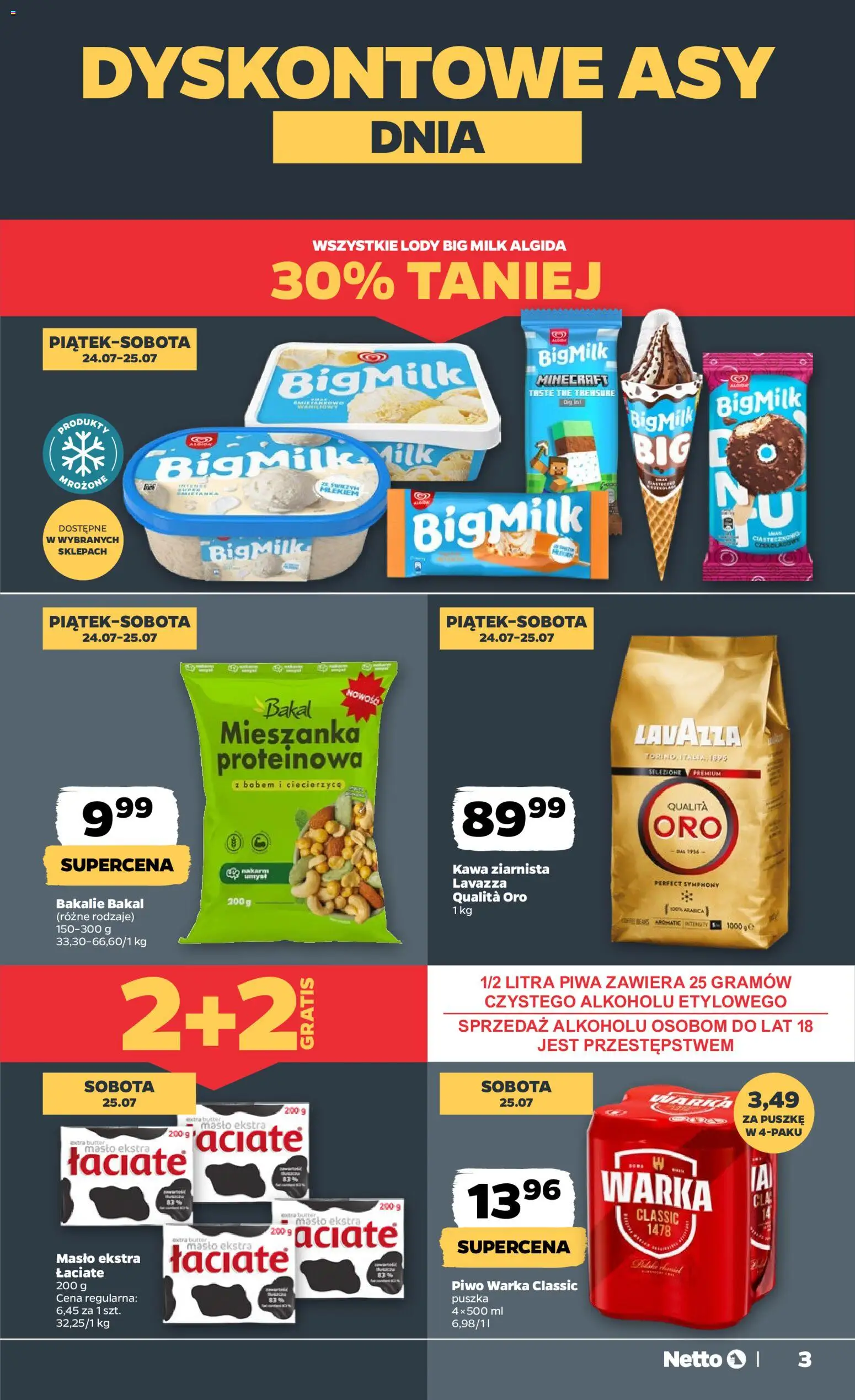 Netto gazetka od czwartku od 23.07.2026 | Strona: 3 | Produkty: Lavazza, Masło, Kawa, Piwo