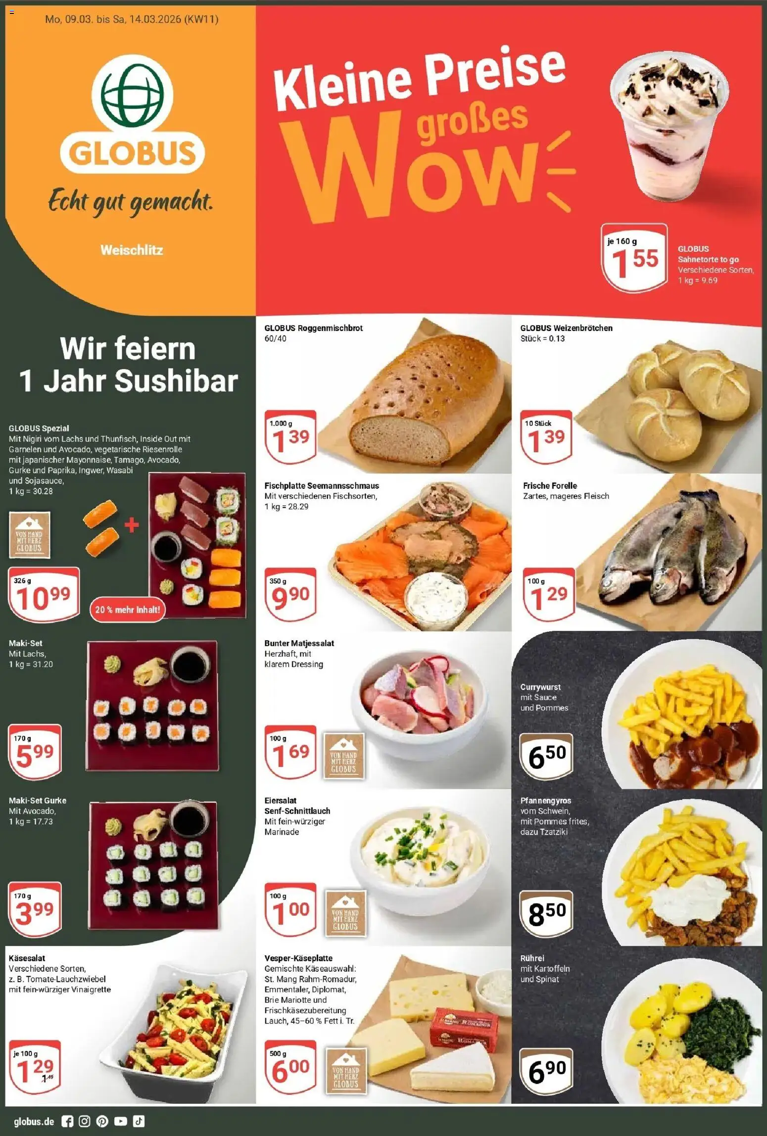 Globus prospekt Weischlitz	 – gültig ab 09.03.2026 | Seite: 1 | Produkte: Pommes, Dressing, Lachs, Fleisch