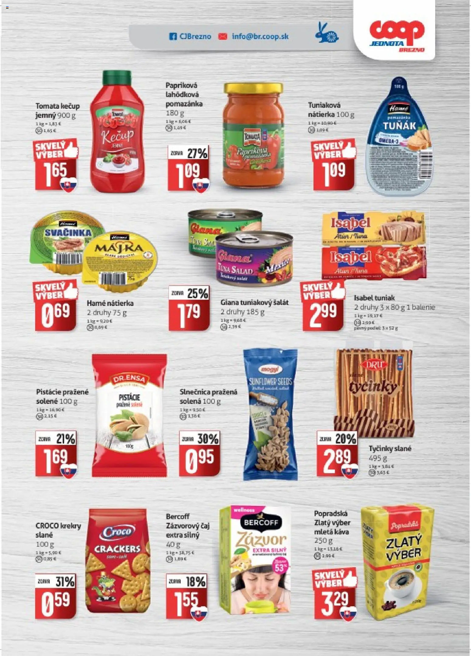 Nové COOP Jednota akcie – leták je platný od 14.10.2026 | Strana: 5 | Produkty: Zázvor, Tuniak, Kečup, Šalát