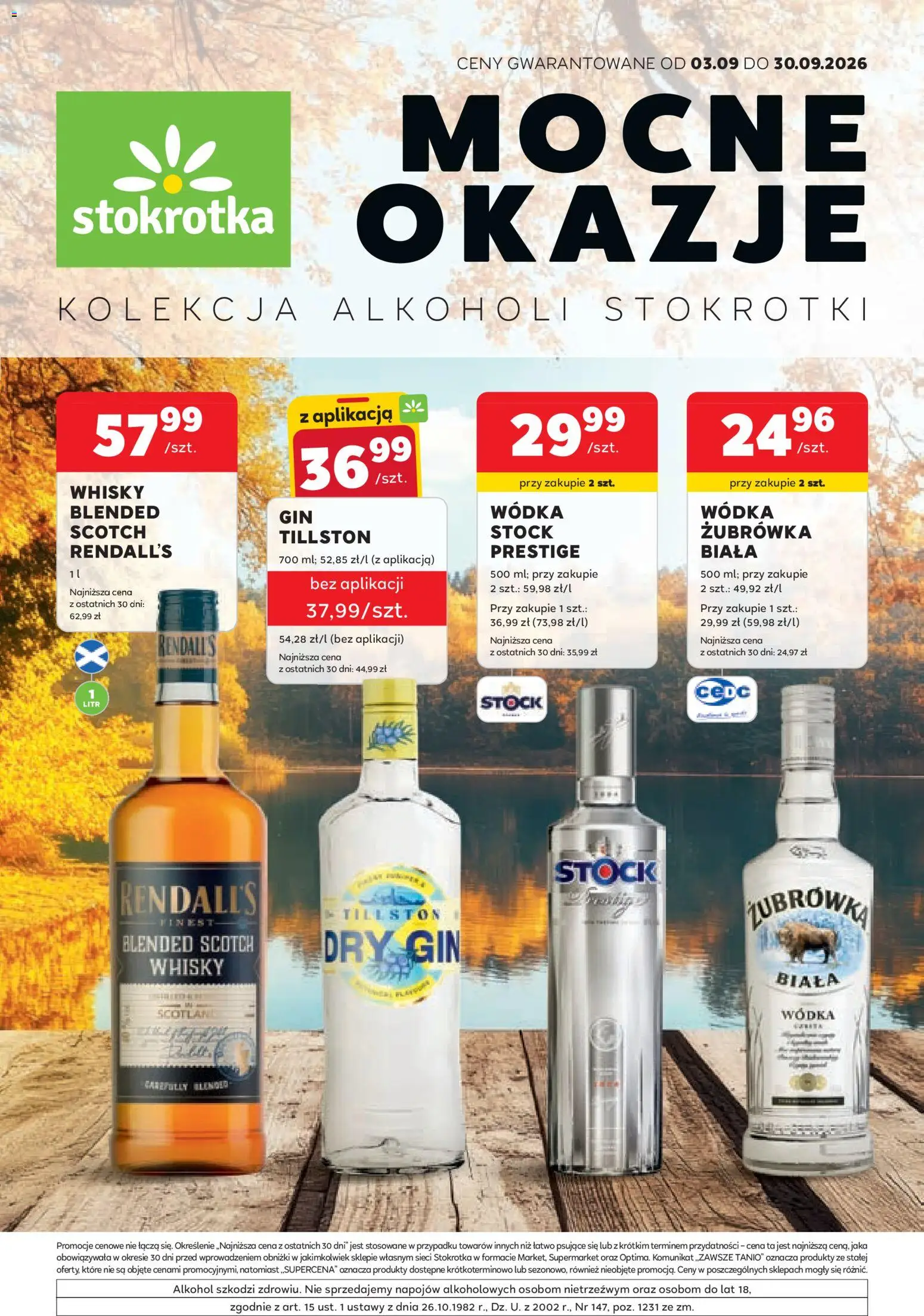 Stokrotka gazetka - Oferta alkoholowa od 03.09.2026 | Strona: 1 | Produkty: Stokrotka, Żubrówka, Wódka, Whisky