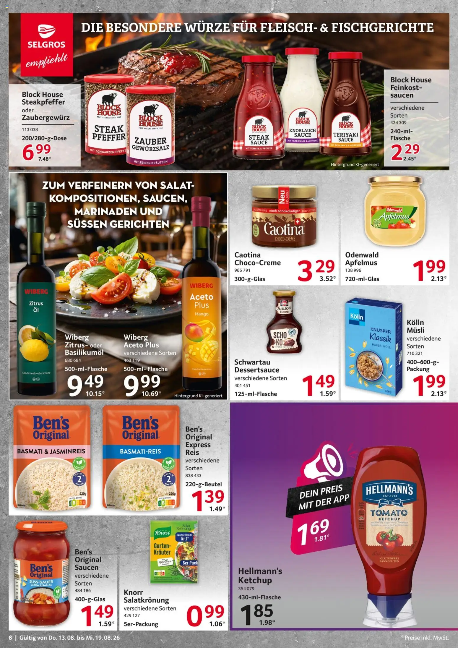 Selgros Prospekt – gültig ab 13.08.2026 | Seite: 8 | Produkte: Basmatireis, Knorr, Mango, Reis