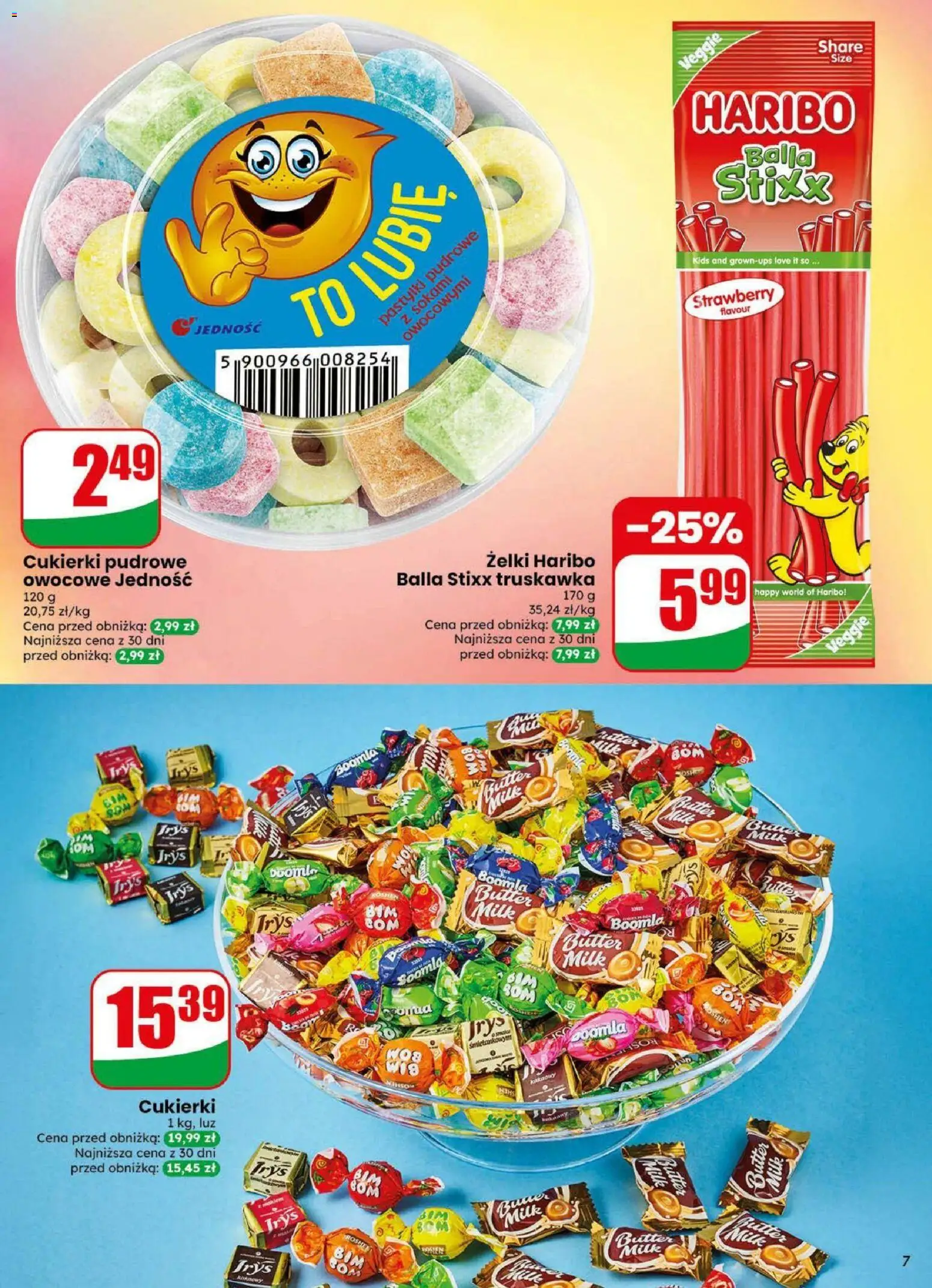 Dino gazetka od 19.08.2026 | Strona: 7 | Produkty: Żelki haribo, Cukierki pudrowe, Żelki, Pastylki pudrowe