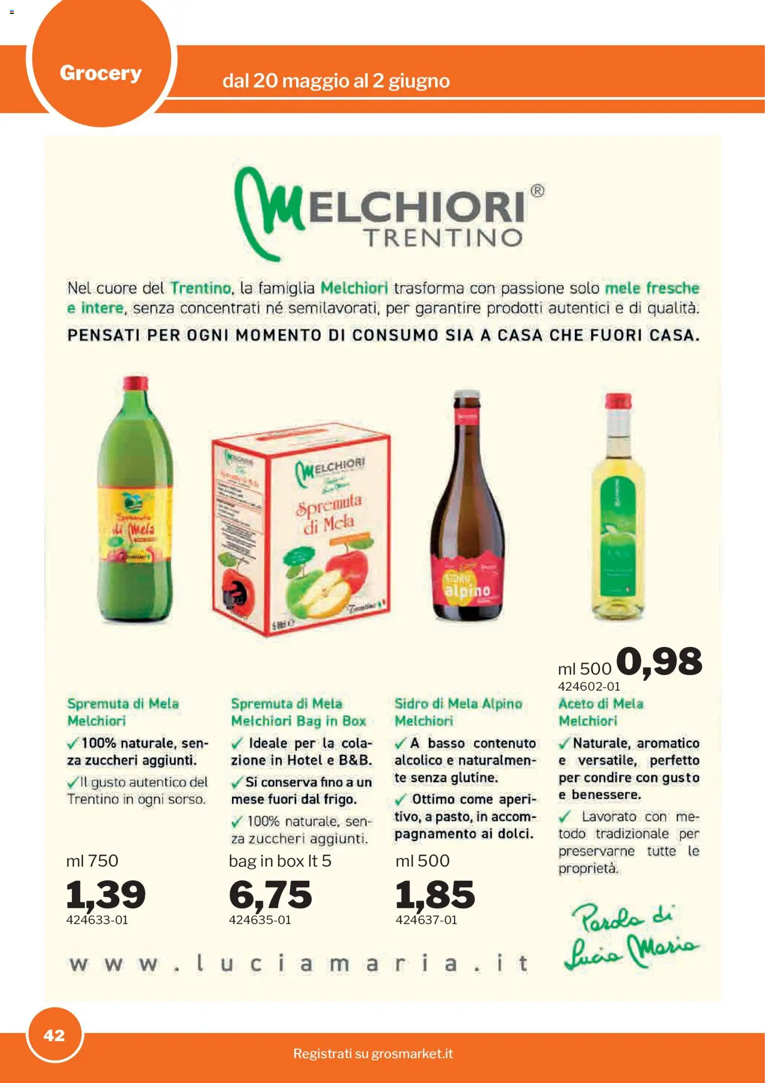 Volantino Sogegross del 20.05.2026 | Pagina: 42 | Prodotti: Mele, Tè, Aceto