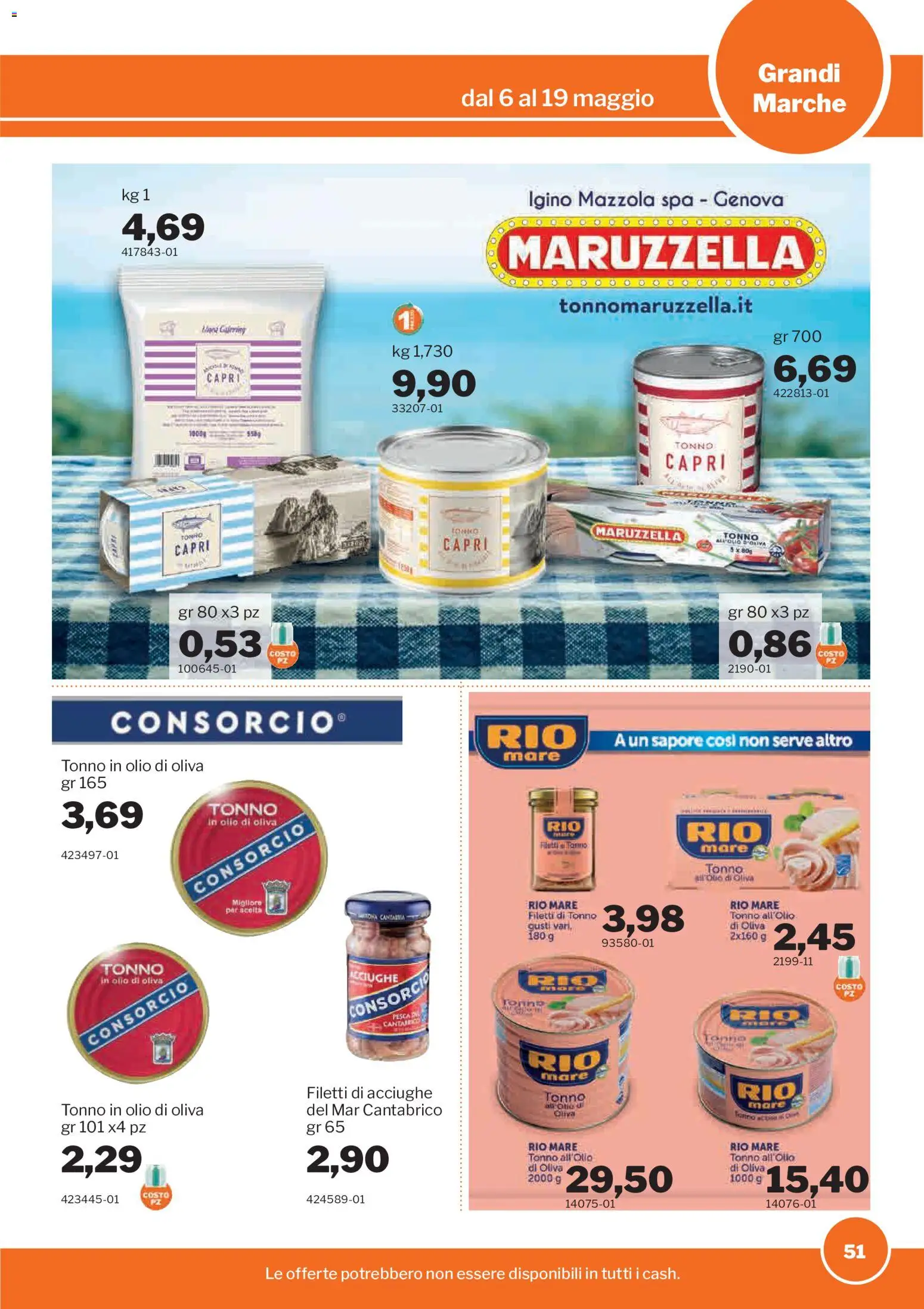 Volantino Sogegross del 06.05.2026 | Pagina: 51 | Prodotti: Olio, Acciughe, Tonno, Olio di Oliva