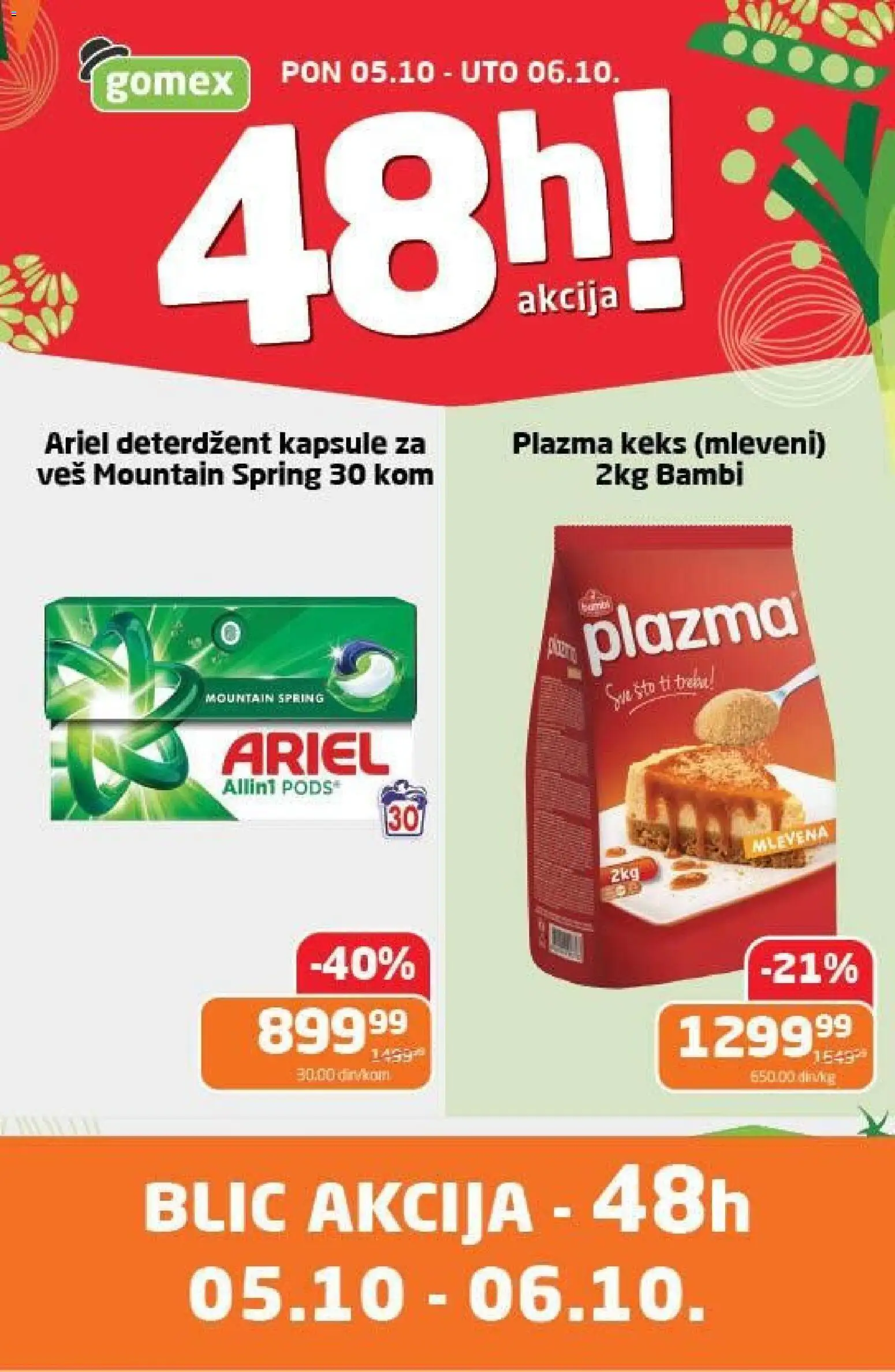Gomex katalog - važi od 05.10.2026 | Strana: 1 | Proizvode: Keks, Kapsule, Sto, Plazma